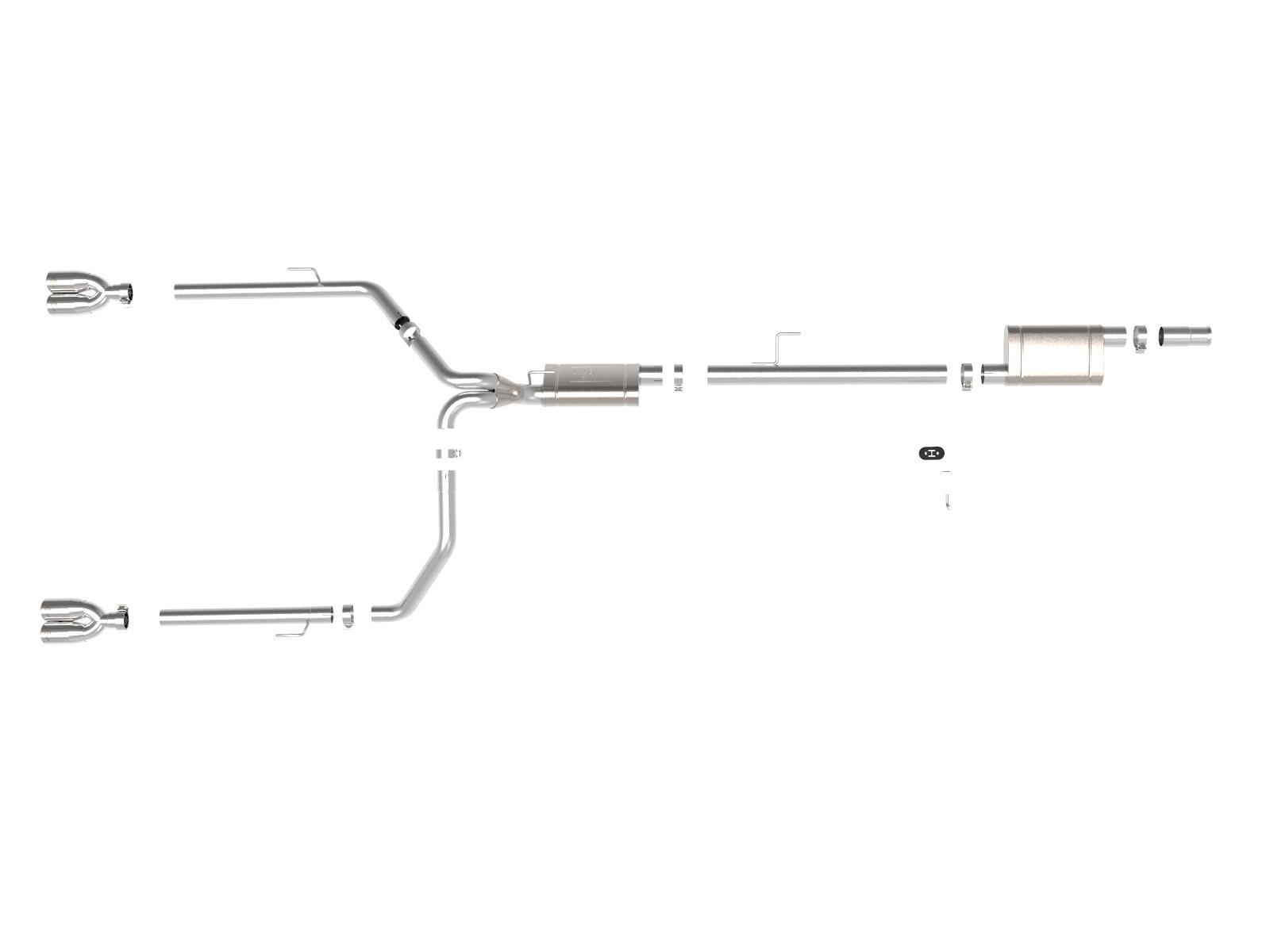 aFe 49-38084-P 2020 Jeep Gladiator (JT) V6-3.6L Vulcan Series 3" to 2-1/2" 304 Stainless Steel Cat-Back Exhaust System