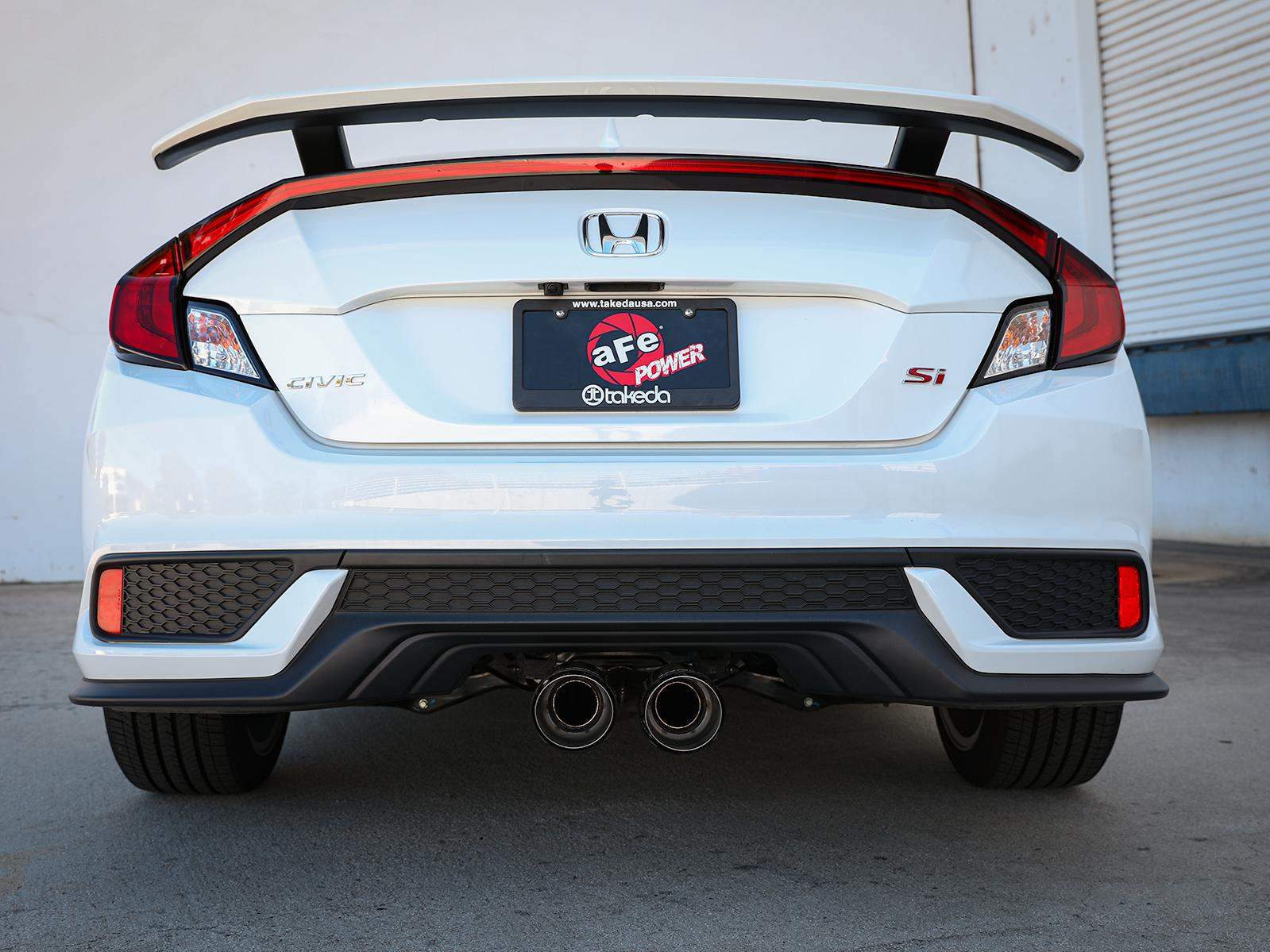 AFE Takeda 2-1/2 IN 304 Stainless Steel Cat-Back Exhaust System w/ Carbon Fiber Tips (Honda Civic Si Sedan 17-20 L4-1.5L (t)) - 49-36620-C