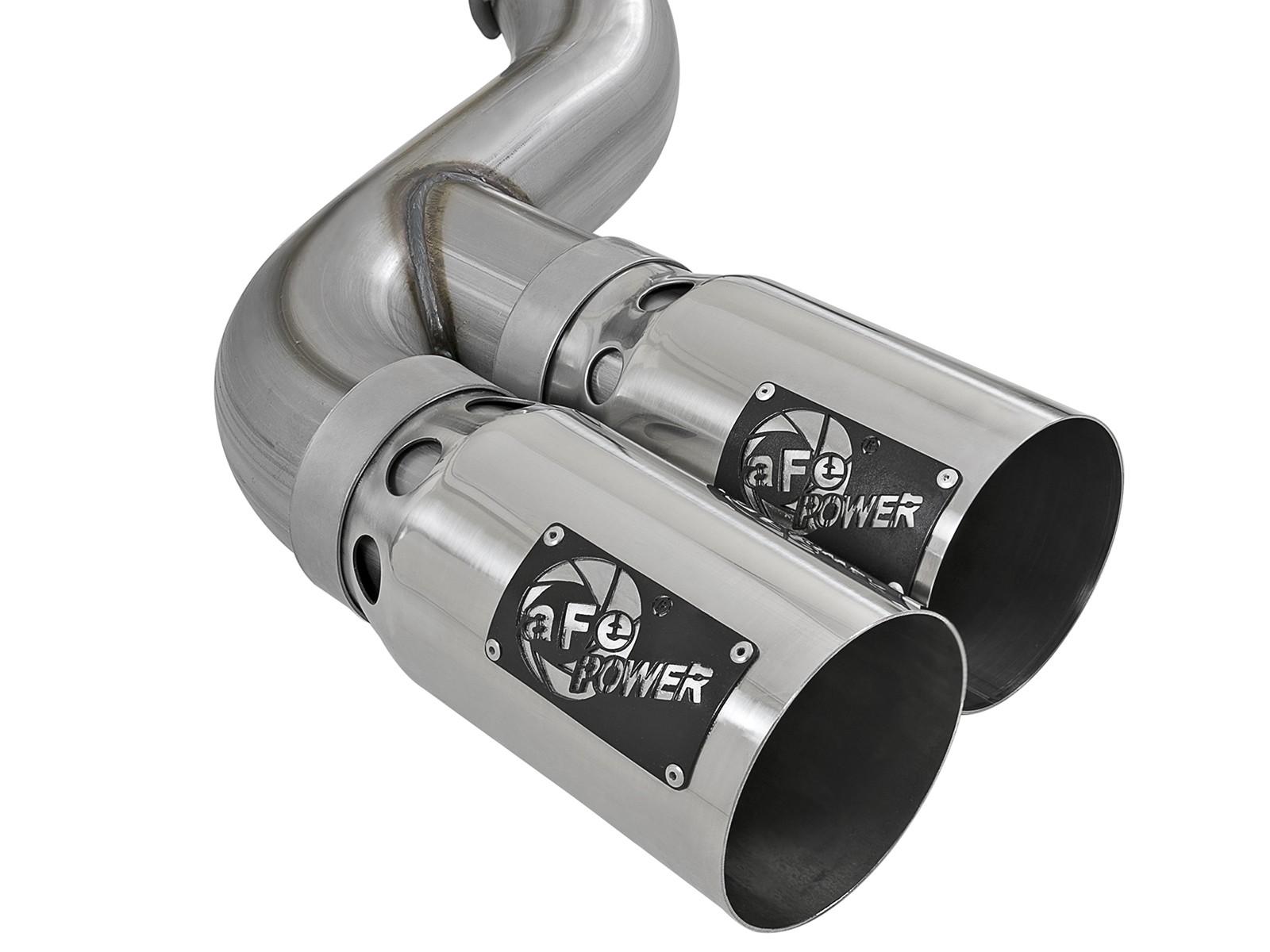 AFE Rebel XD 4 IN 409 Stainless Steel DPF-Back Exhaust w/Dual Polished Tips (Ford Diesel Trucks 11-14 V8-6.7L (td)) - 49-43121-P