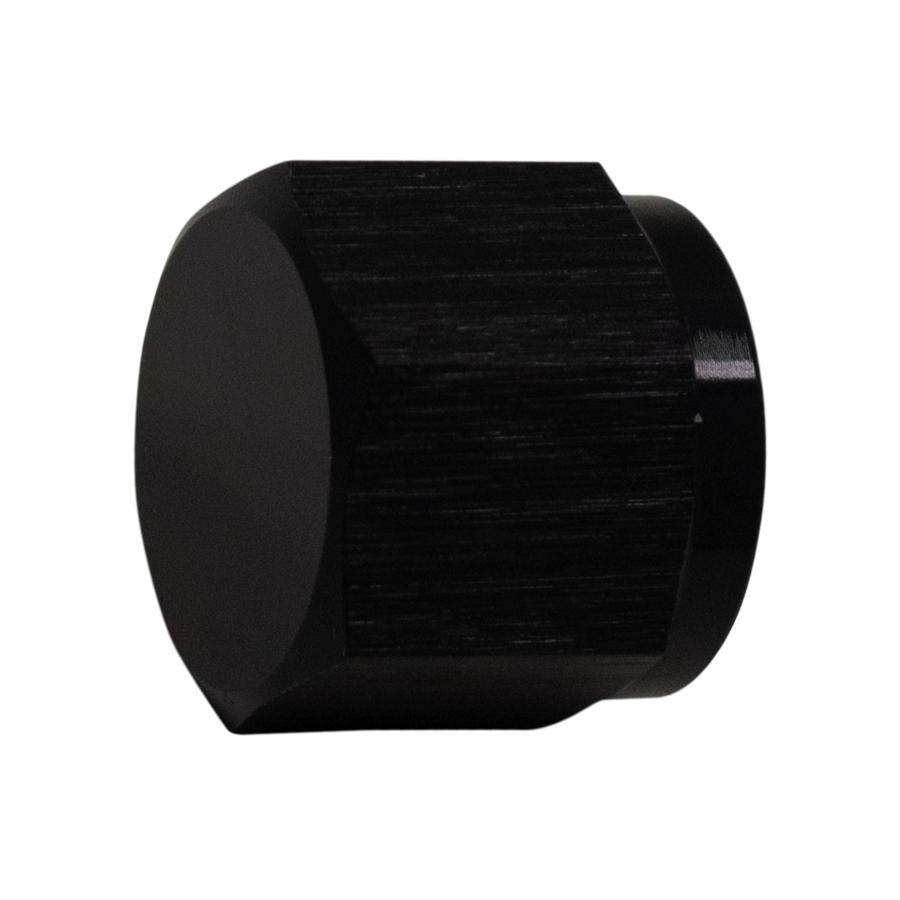 DeatschWerks 6AN Female Flare Cap, Anodized Matte Black - 6-02-0714-B