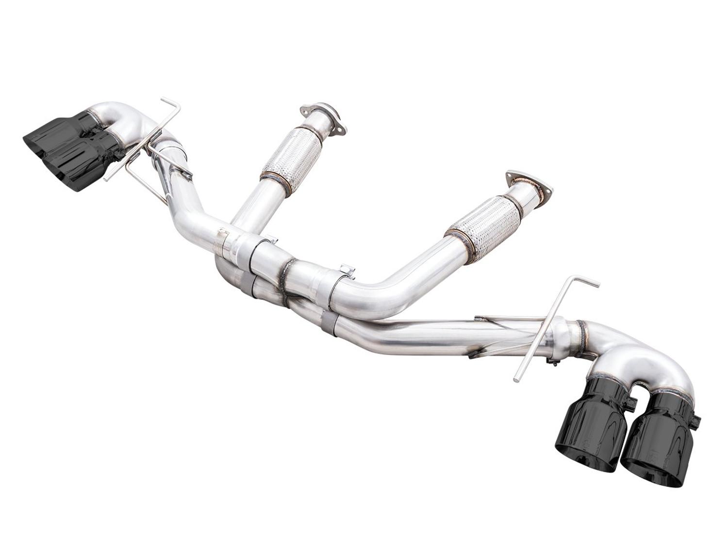 AWE Track Edition Exhaust - Quad Diamond Black Tips (2020-2024 Corvette C8) - 3020-43086
