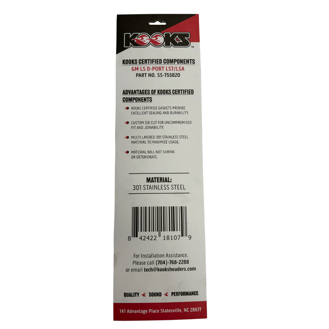 Kooks GM LS Engine Header Gaskets - LS7 Style Cylinder Heads - Multi Layer SS - SS-755820