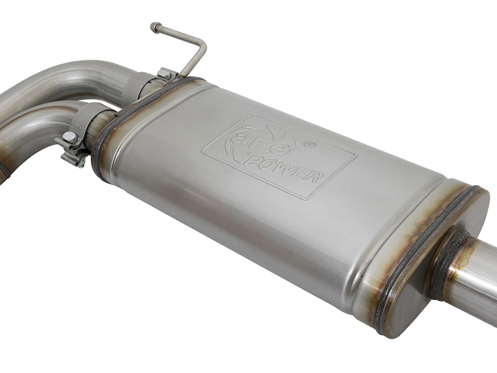 AFE Rebel Series 3 IN Cat-Back Exhaust System w/ Dual Mid-Side Exit Black Tips (2016-2021 Tacoma) - 49-46032-B