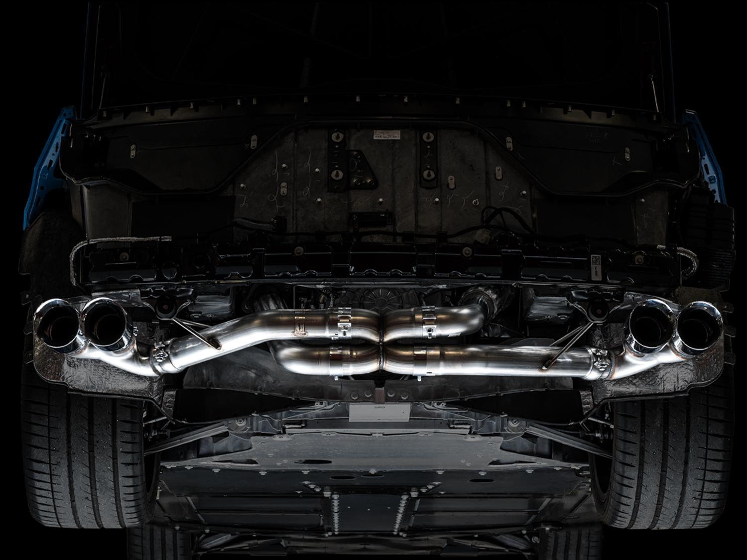 AWE Track Edition Exhaust - Quad Chrome Silver Tips (2020-2024 Corvette C8) - 3020-42080