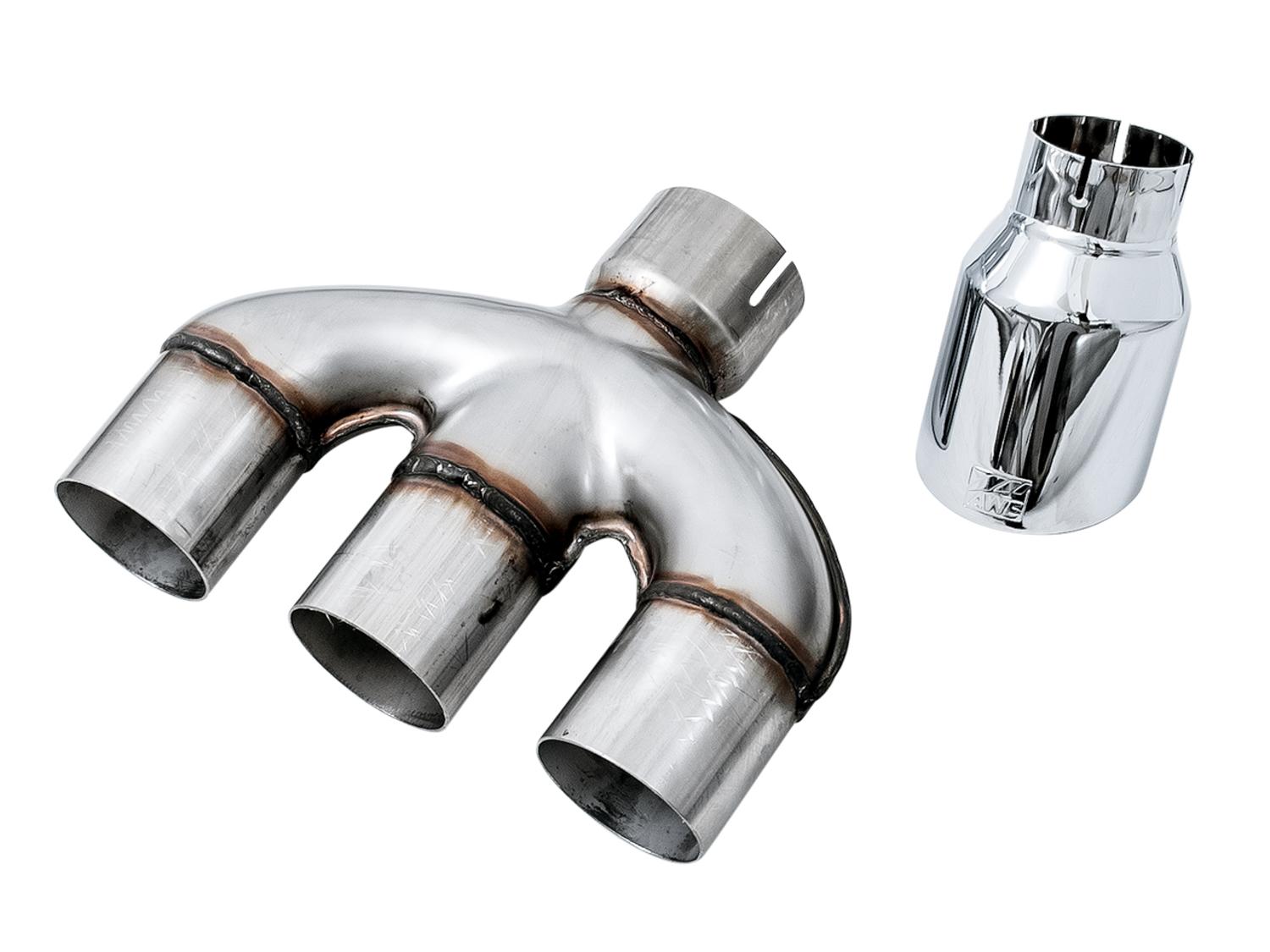AWE Dual-to-Triple Tip Conversion for 10th Gen Civic Si - Chrome Silver Tip (AWE Exhaust required) - 3810-52018