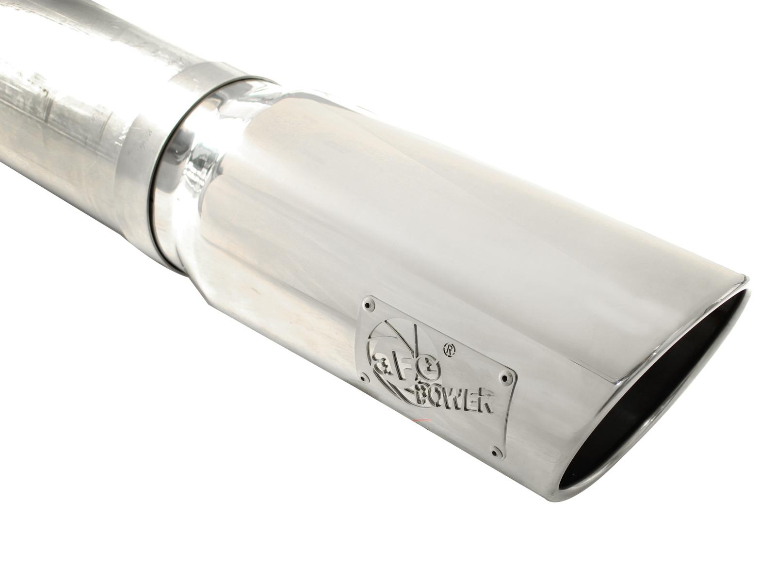 AFE Large Bore-HD 5 IN 409 Stainless Steel DPF-Back Exhaust System w/Polished Tip (2007-2012 2500, 3500, Ram 2500, Ram 3500) - 49-42016-P
