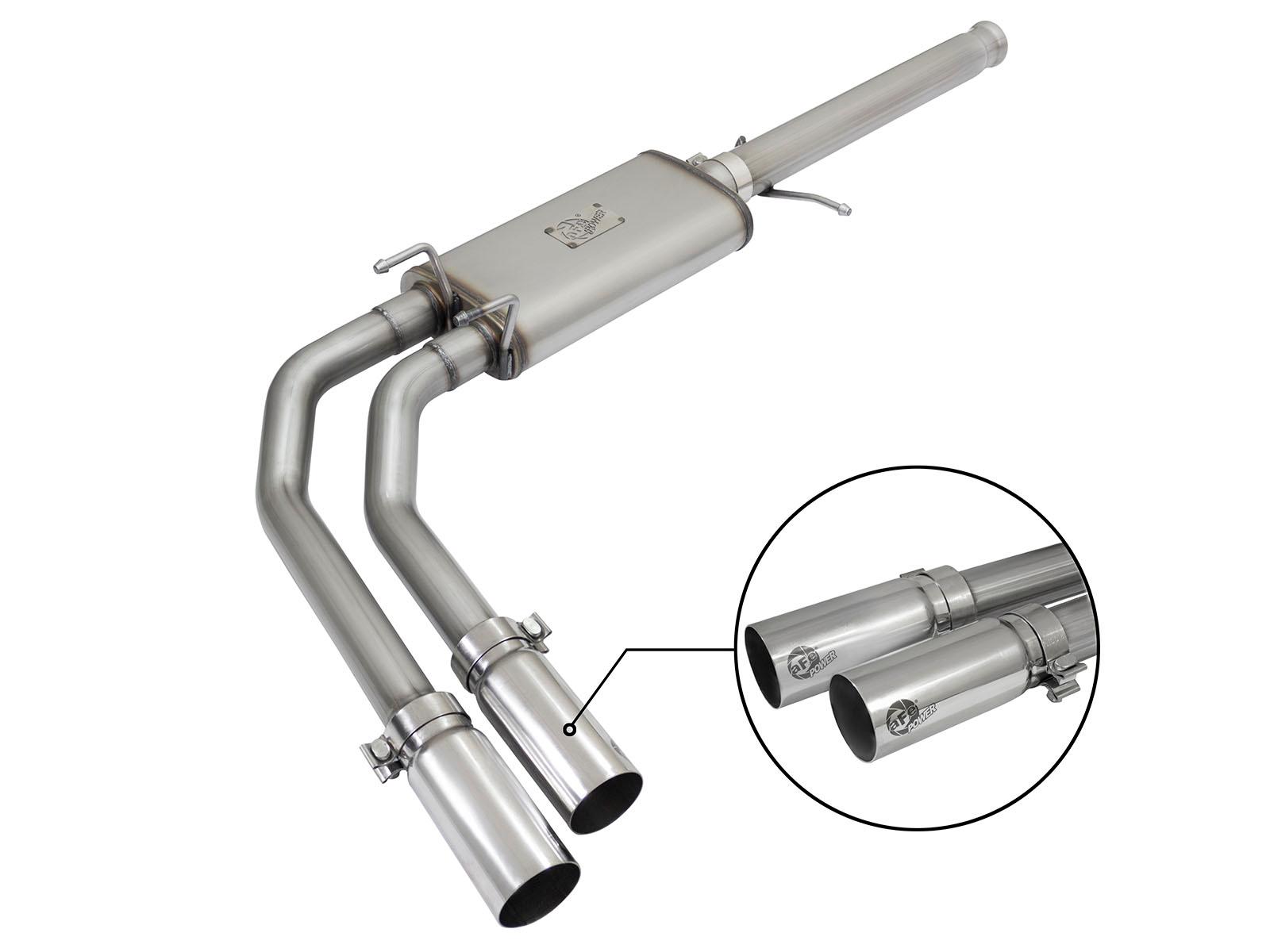 AFE Rebel Series 3 IN to 2-1/2 IN 409 Stainless Steel Cat-Back Exhaust w/ Polish Tip - 49-44062-P