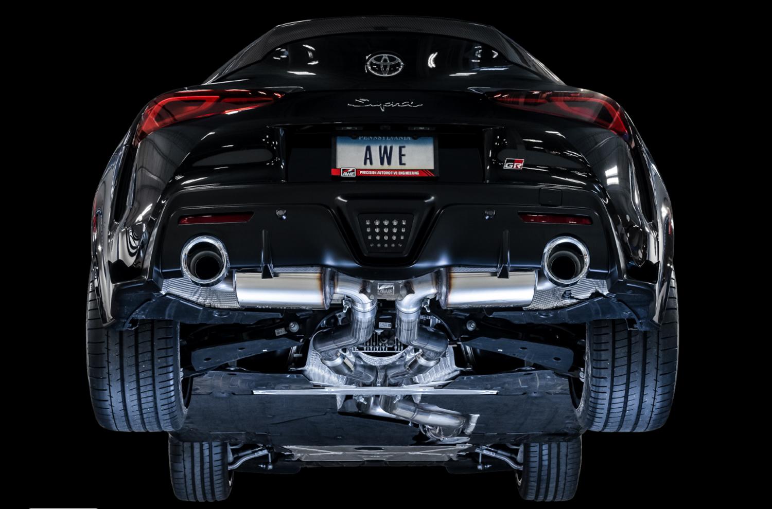 AWE Resonated Touring Edition for A90 Supra - 5" Chrome Tips - 3015-32118