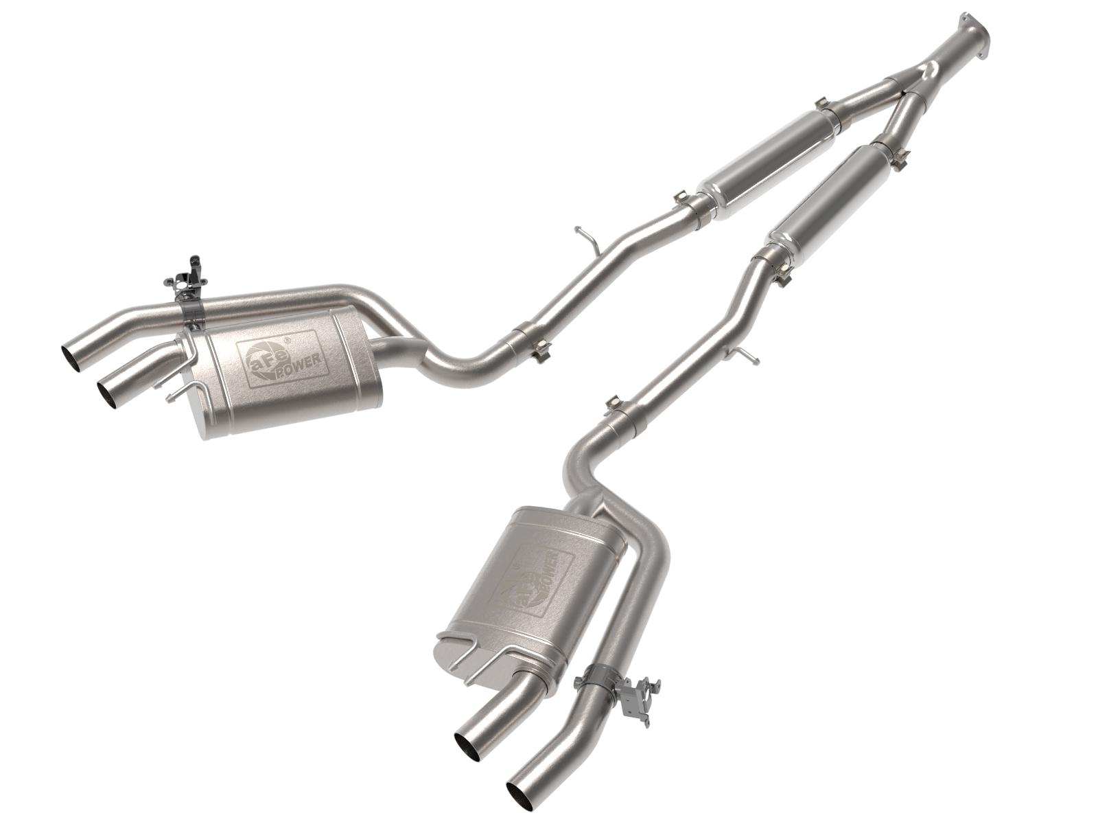 AFE Gemini XV 3 IN to 2-1/2 304 Stainless Steel Cat-Back Exhaust System w/ Cut-Out - 49-37024