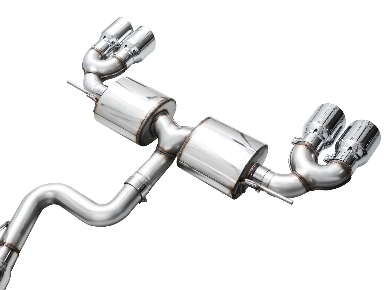 AWE Touring Edition Exhaust for Volkswagen MK8 Golf R - Chrome Silver Tips - 3015-42658