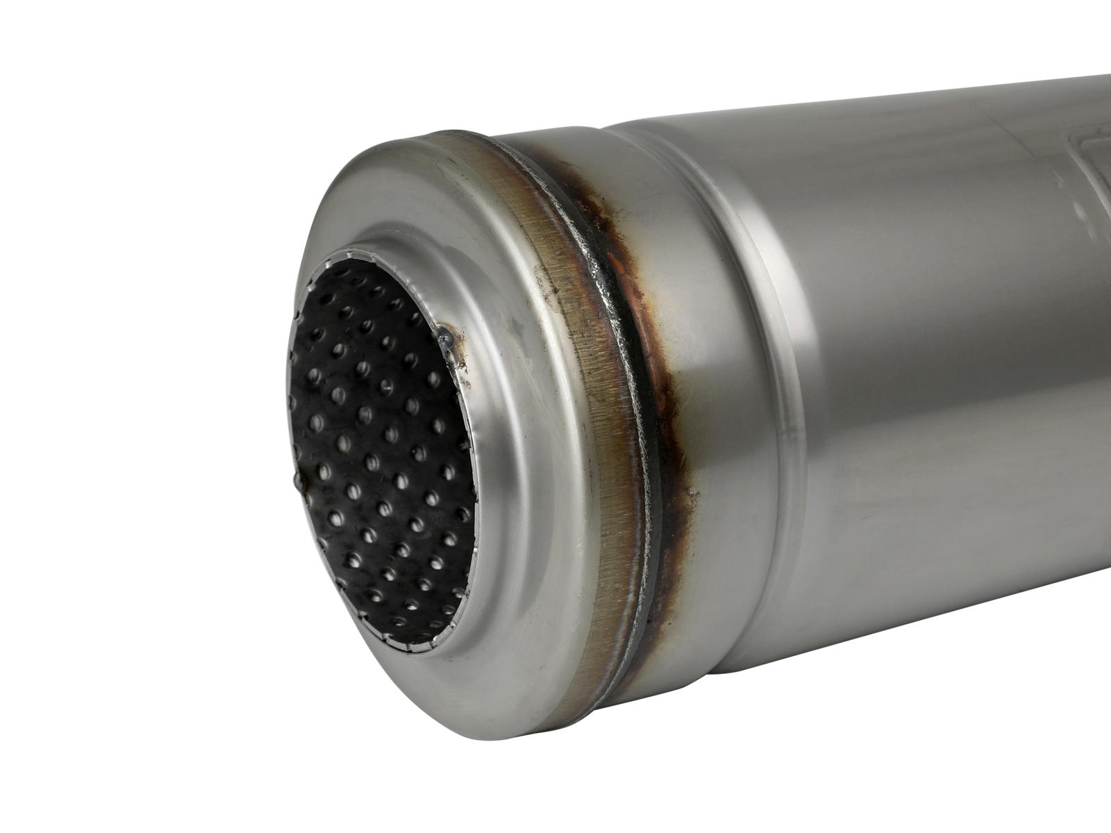 AFE MACH Force-Xp 304 Stainless Steel Muffler (3 IN ID Center/Center x 5 IN Dia. x 18 IN L - Round Body) - 49M30050