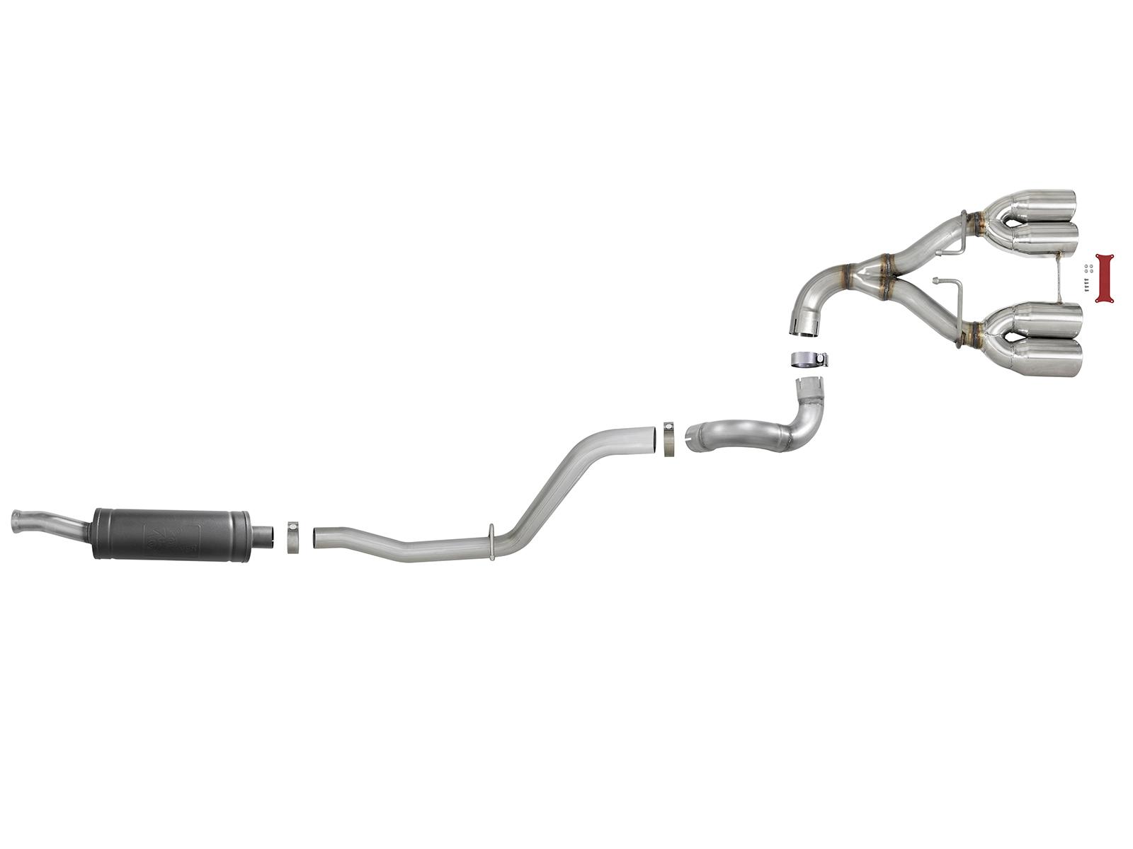 AFE Rebel Series Cat-Back Exhaust w/ Quad Polished Tip (2018-2021 Wrangler, Wrangler) - 49-38071-P