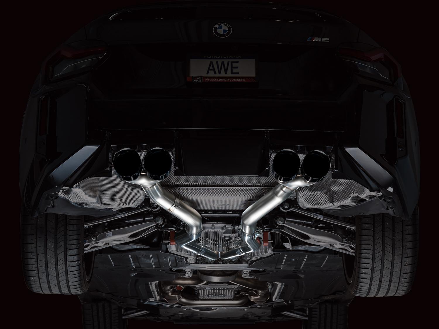 AWE Track Edition Exhaust for BMW G87 M2 - Diamond Black Tips - 3020-43487