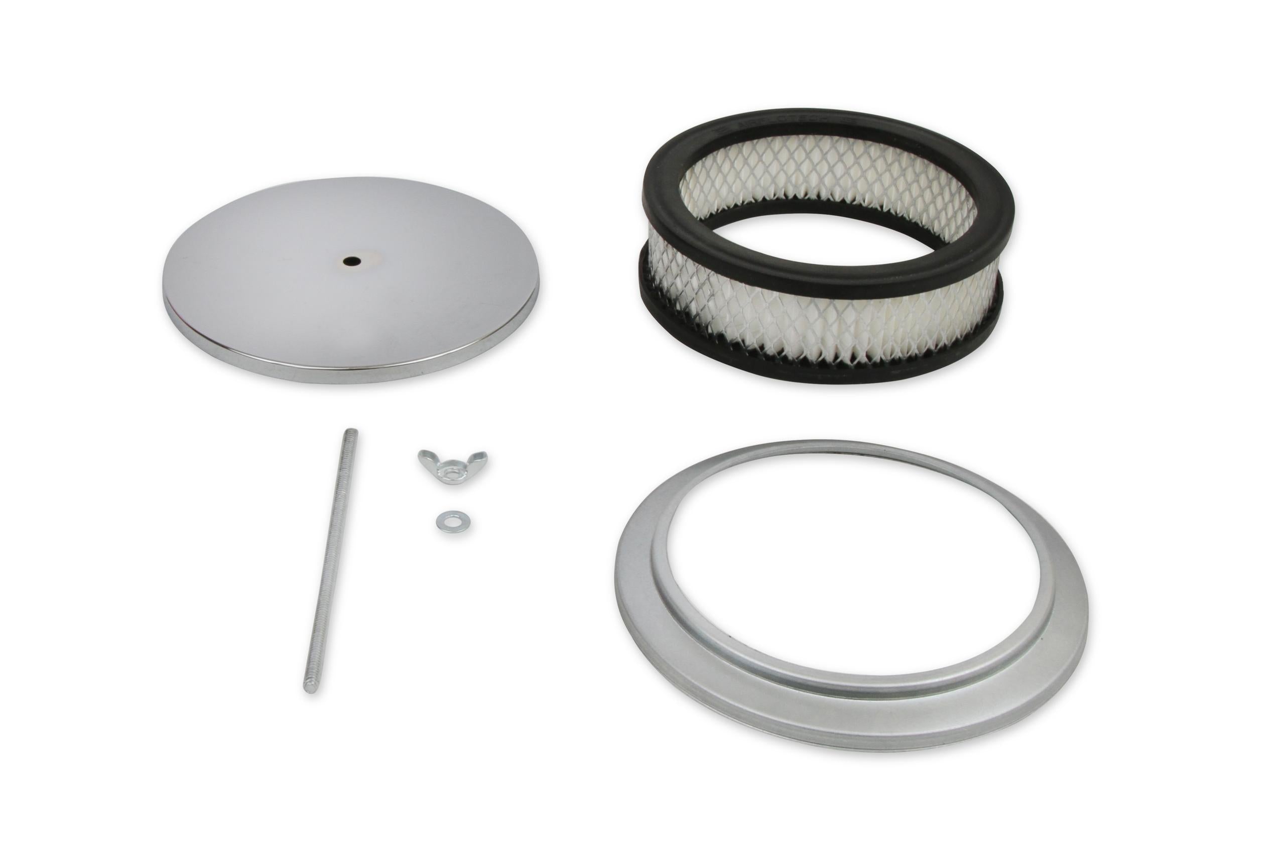 Mr. Gasket Air Cleaner - 6-1/2 Inch Diameter, 2 Inch Tall - Chrome.  - 1486