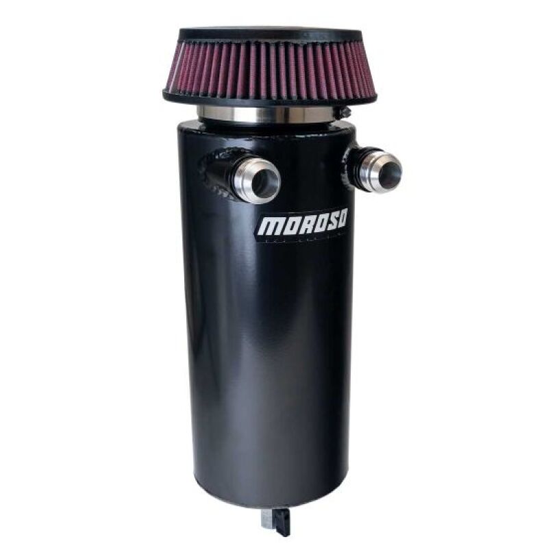 Moroso Breather Tank, Catch Can, 6" Diameter, Dual -16AN Inlet, Aluminum, Black PC - 85757