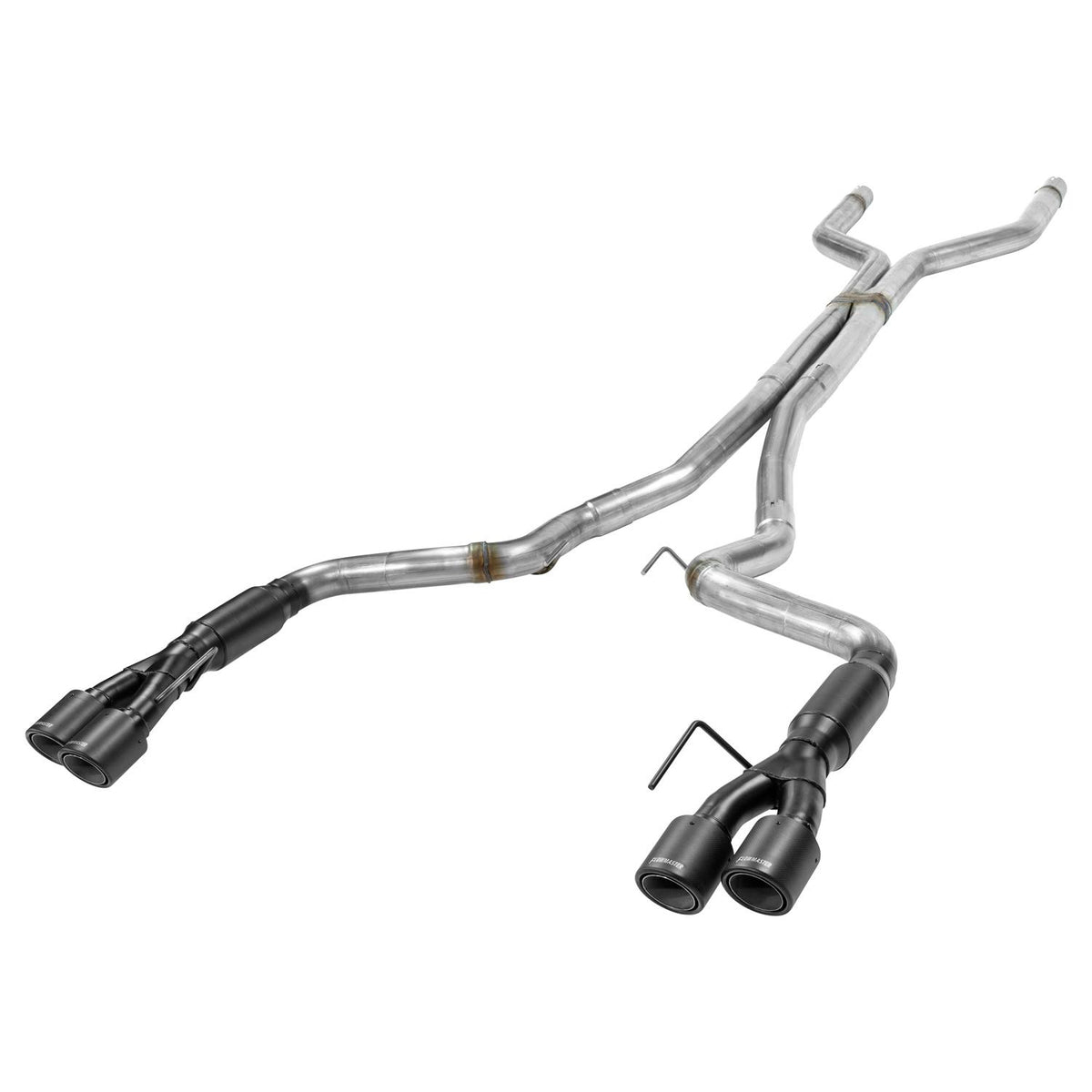 Flowmaster 3" Outlaw Cat-Back Exhaust System Stainless Steel With 4" Carbon Fiber Quad Exhaust Tips Without Active Exhaust (2018-2023 Mustang GT)