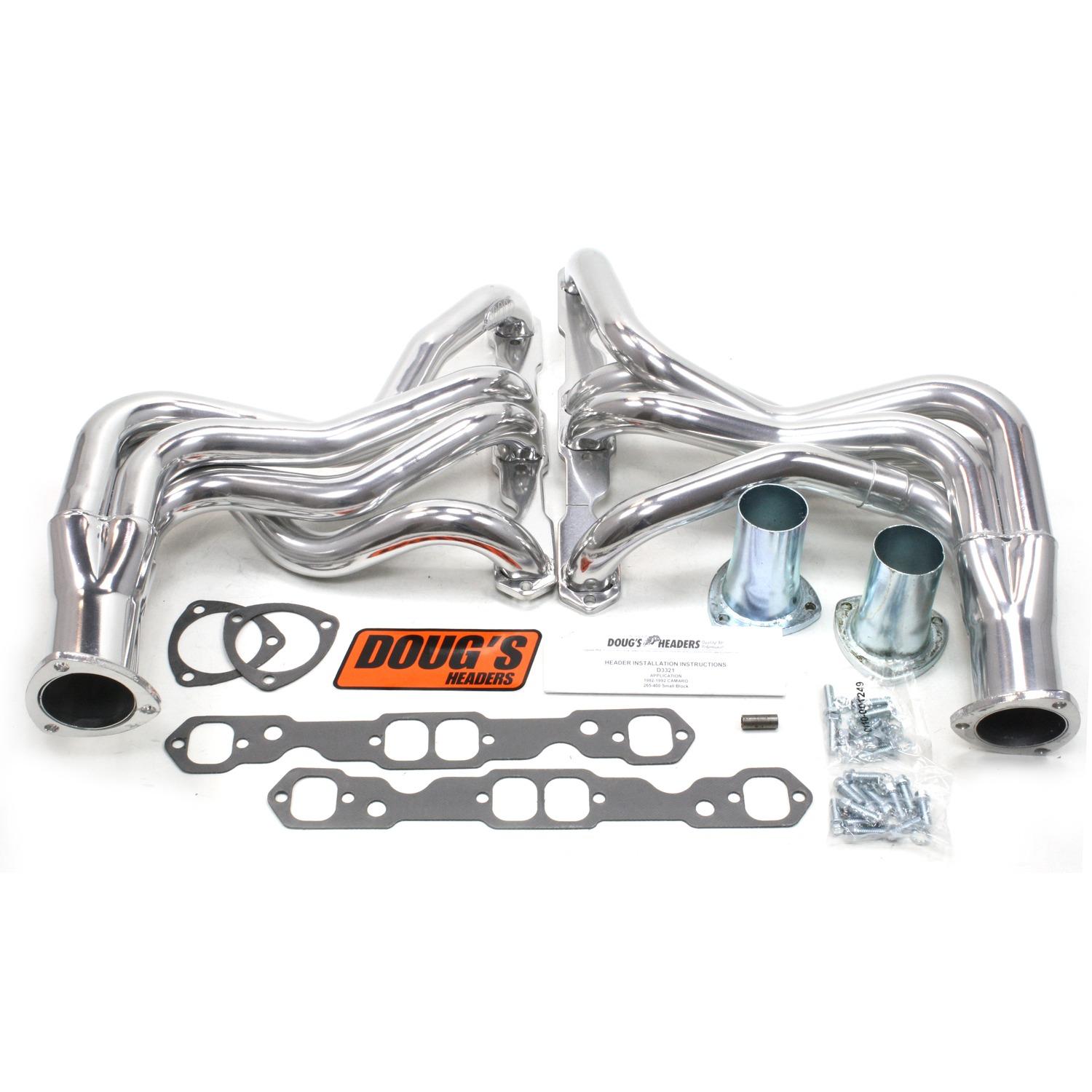 Doug's Long Tube Header 82-92 GM F Body 265-400 SBC 1 3/4" Primary 3" Collector Silver Ceramic Coated D3321  - D3321
