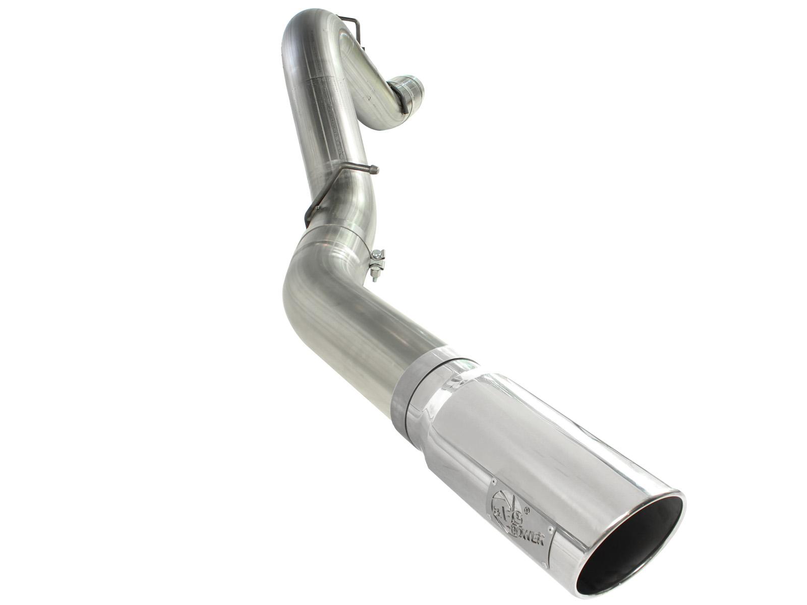 AFE Large Bore-HD 5 IN 409 Stainless Steel DPF-Back Exhaust System w/Polished Tip (2011-2016 Silverado 2500 HD, Silverado 3500 HD, Sierra 2500 HD, Sierra 3500 HD) - 49-44041-P