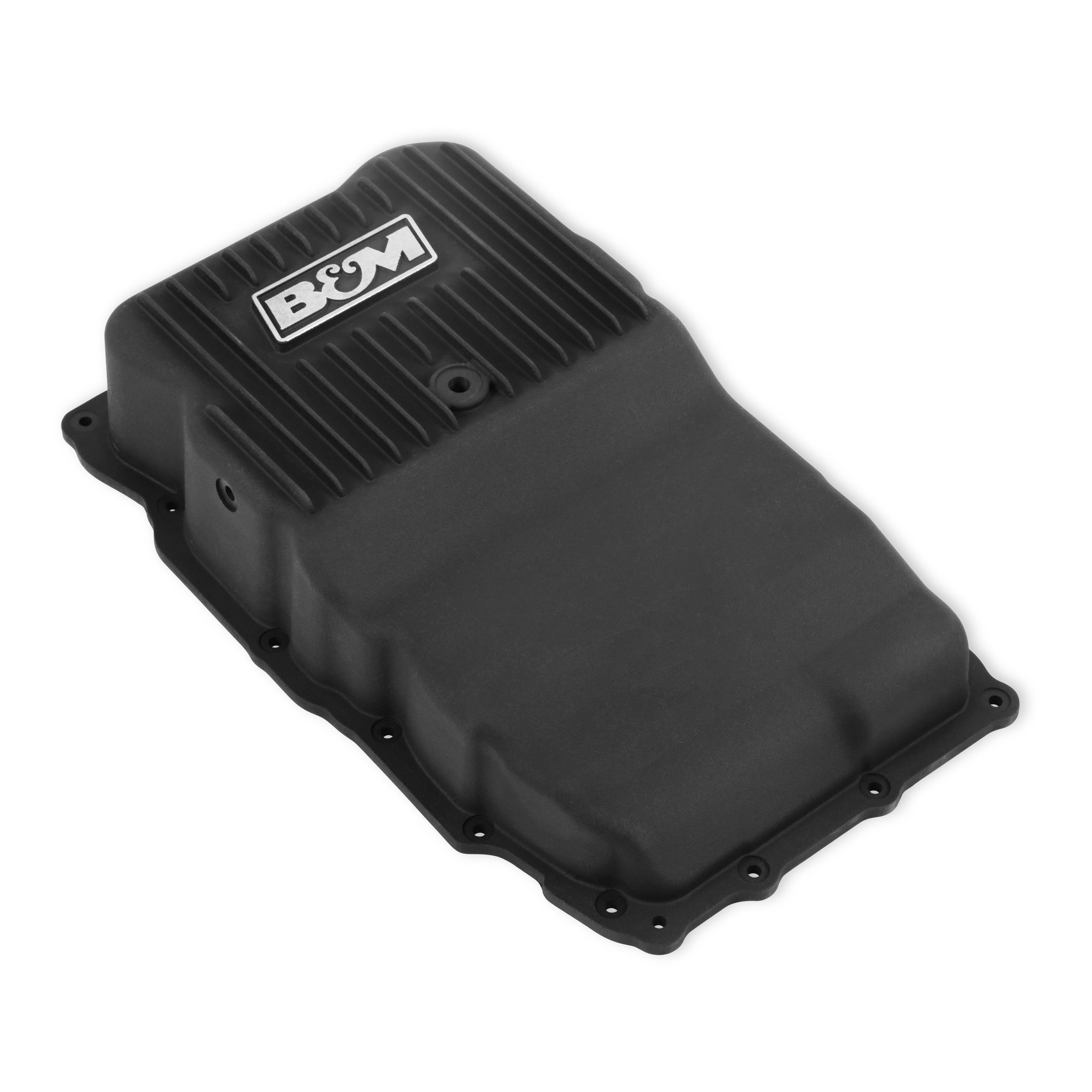 B&M Hi-Tek Heavy-Duty Deep Transmission Pan-GM 10L80- Aluminum-Black Anodized - 71401