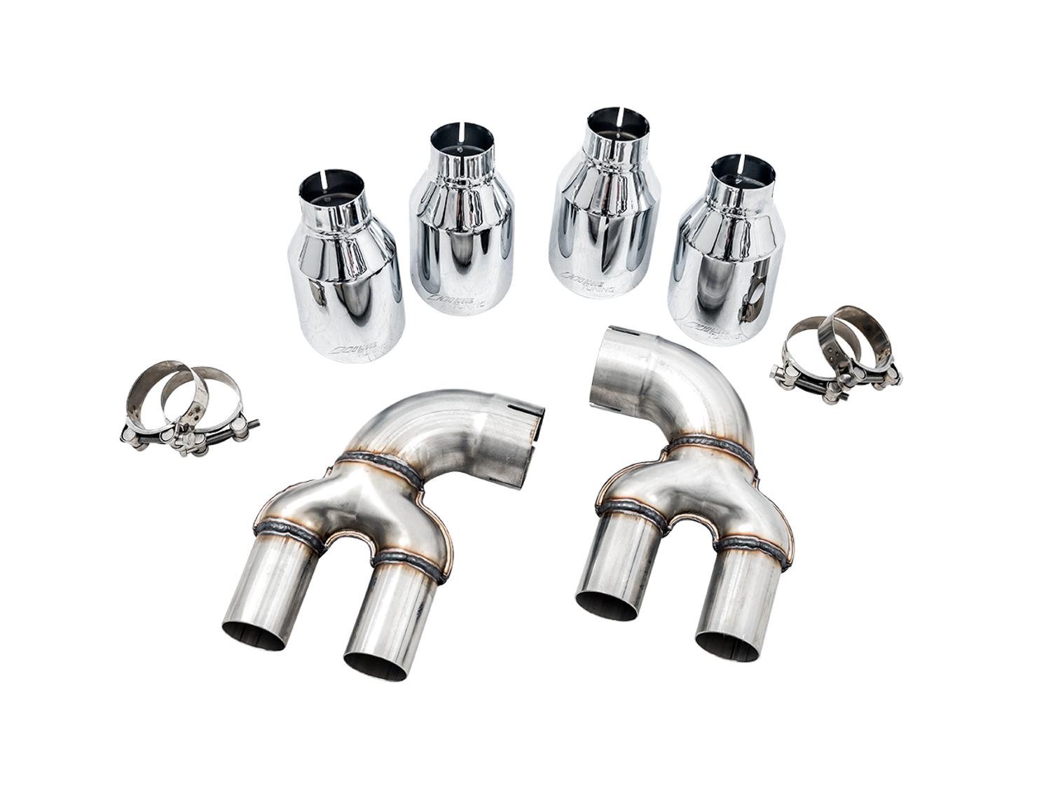 AWE OE-Config-To-Quad Tip Conversion Kit for G20 M340i - Chrome Silver Tips (2019+ 3 Series) - 3810-42018