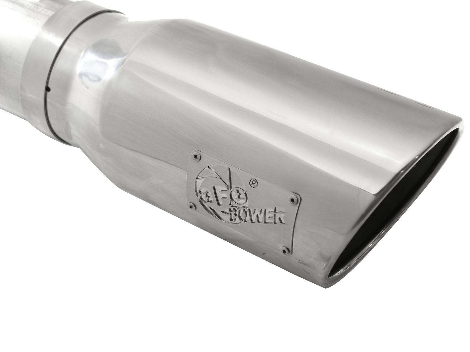 AFE Large Bore-HD 5 IN 409 Stainless Steel DPF-Back Exhaust System w/Polished Tip - 49-43064-P