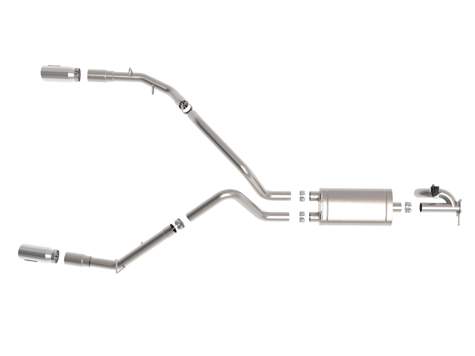 AFE Gemini XV Cat-Back Exhaust System w/ Dual Rear Exit Polished Tip (2019-2021 1500, 1500) - 49-32081-P