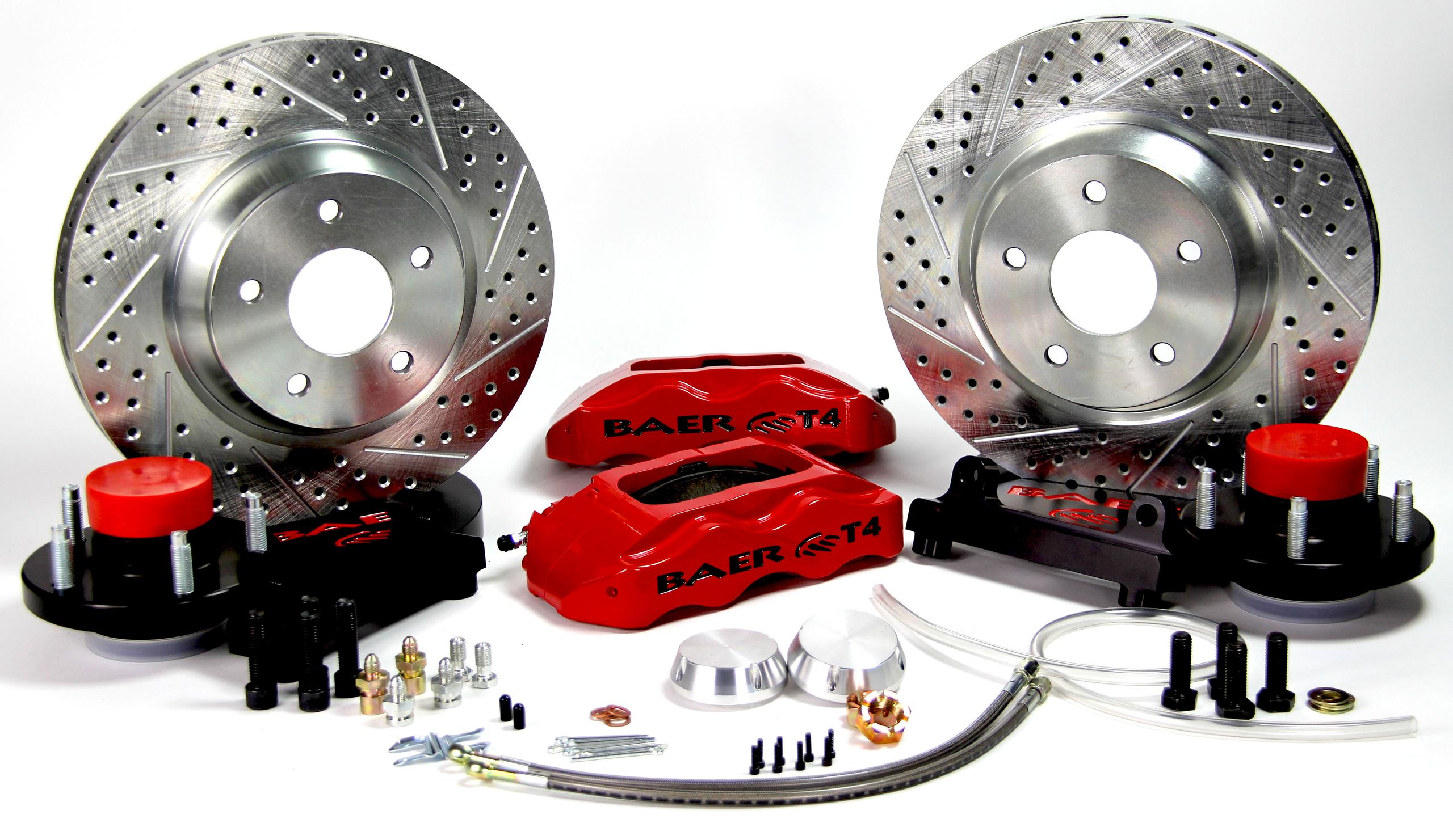 Baer 13" Track4 Front Brake Kit, Hugger Orange, SDZ, Std. Studs (1971-1973 Mustang , Cougar) - 4261275HO