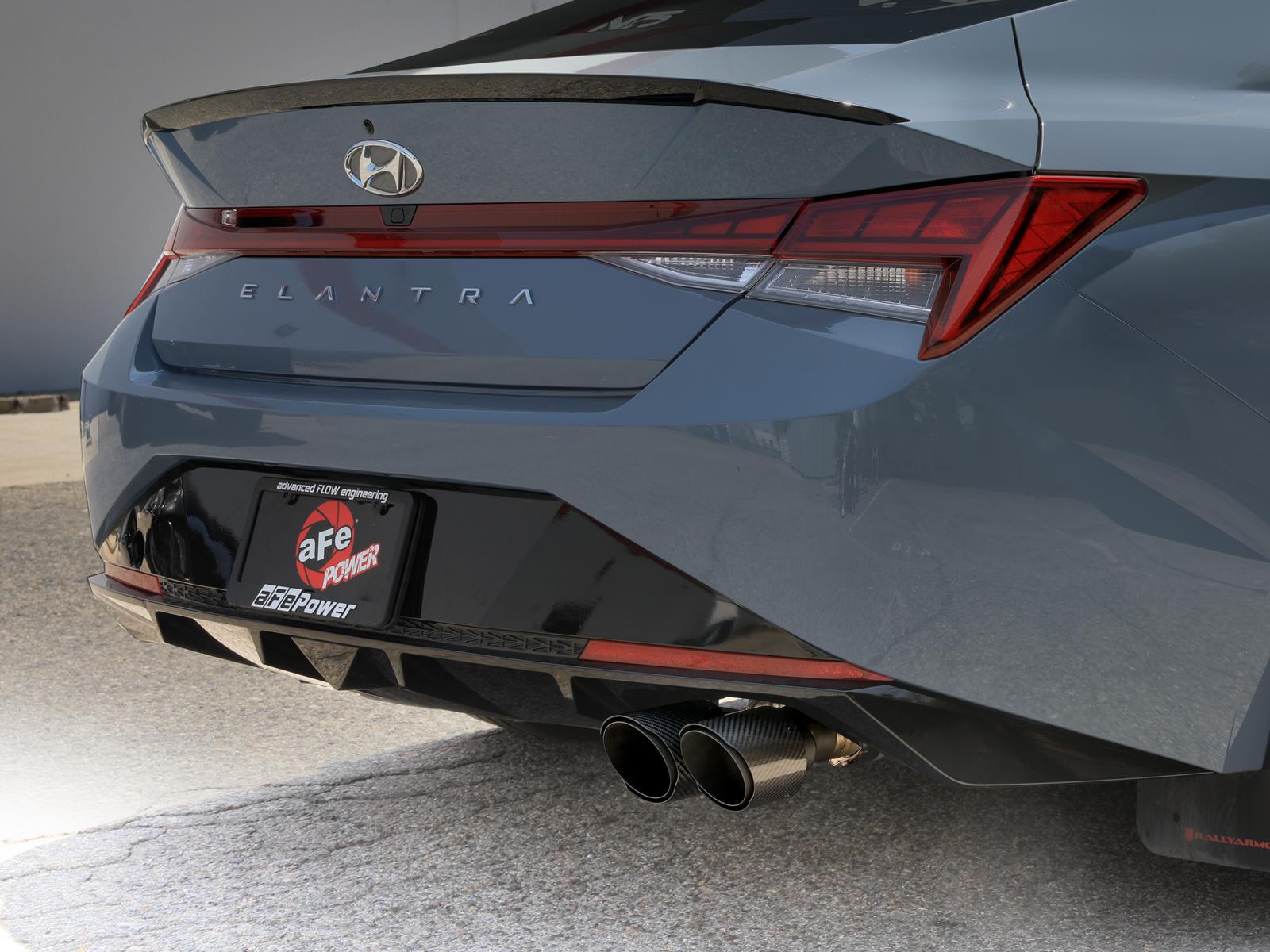 AFE Takeda 3 IN 304 Stainless Steel Axle-Back Exhaust w/ Carbon Tips (2021-2025 Elantra N Line) - 49-37045-C