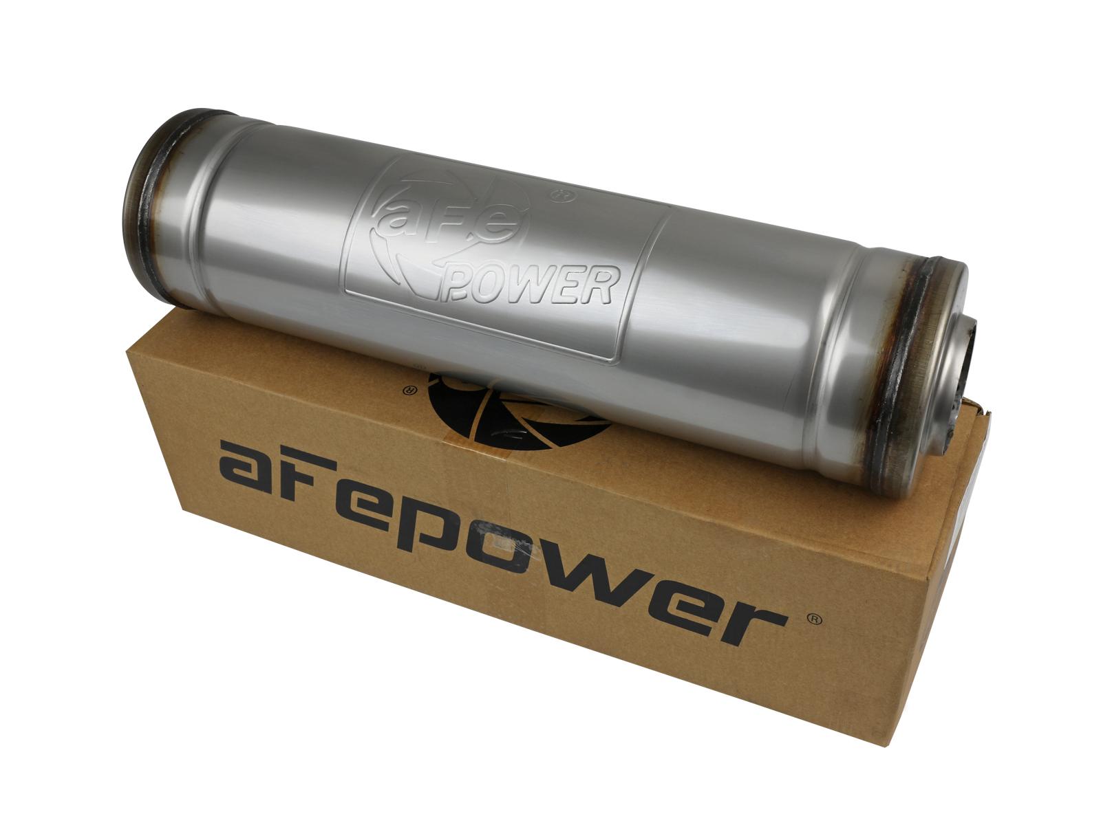 AFE MACH Force-Xp 304 Stainless Steel Muffler (2-1/2 IN ID Center/Center x 5 IN Dia. x 18 IN L - Round Body) - 49M30048