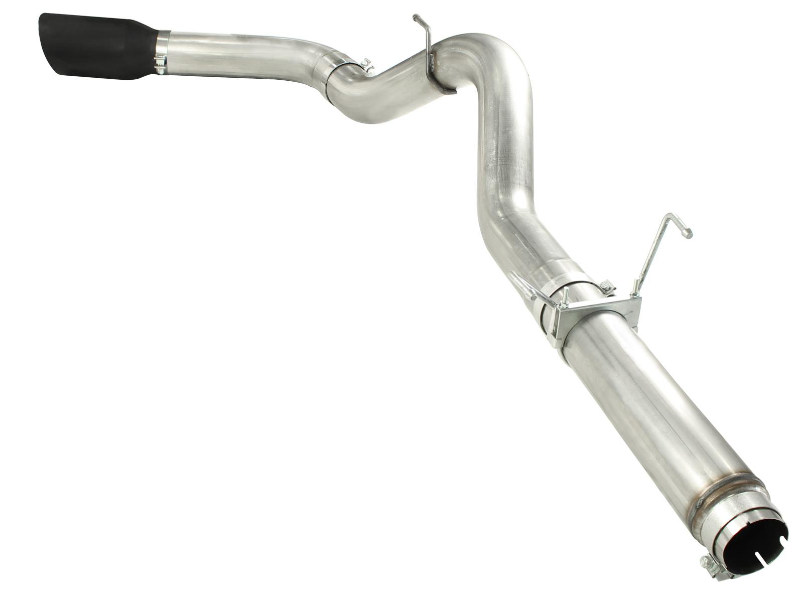 AFE Large Bore-HD 5 IN 409 Stainless Steel DPF-Back Exhaust System w/Black Tip (2007-2012 2500, 3500, Ram 2500, Ram 3500) - 49-42016-B