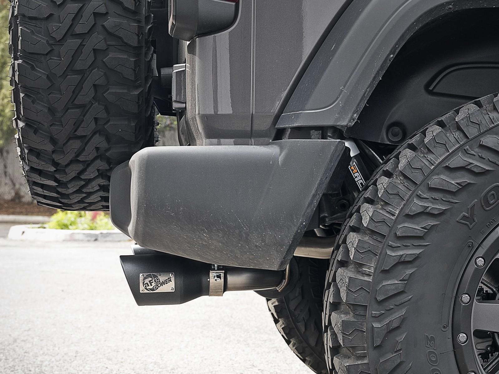 AFE Rebel Series Cat-Back Exhaust System w/ Black Tip (2018-2021 Wrangler) - 49-48096-B