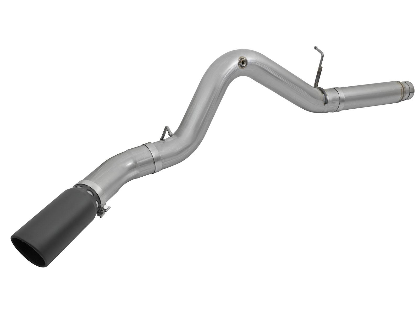 AFE Large Bore-HD 5 IN 409 Stainless Steel DPF-Back Exhaust System w/Black Tip - 49-44081-B