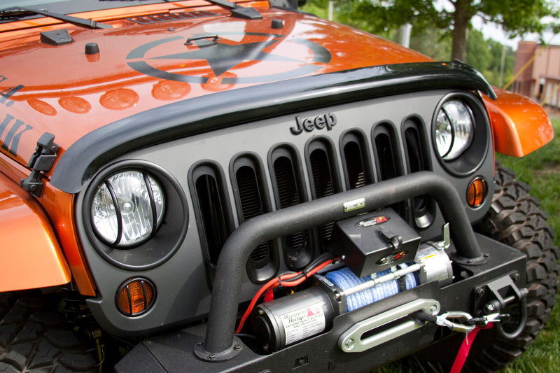Rugged Ridge Hood Bug Deflector Wraparound Smoke; 07-18 Jeep Wrangler Jk - 11350.02