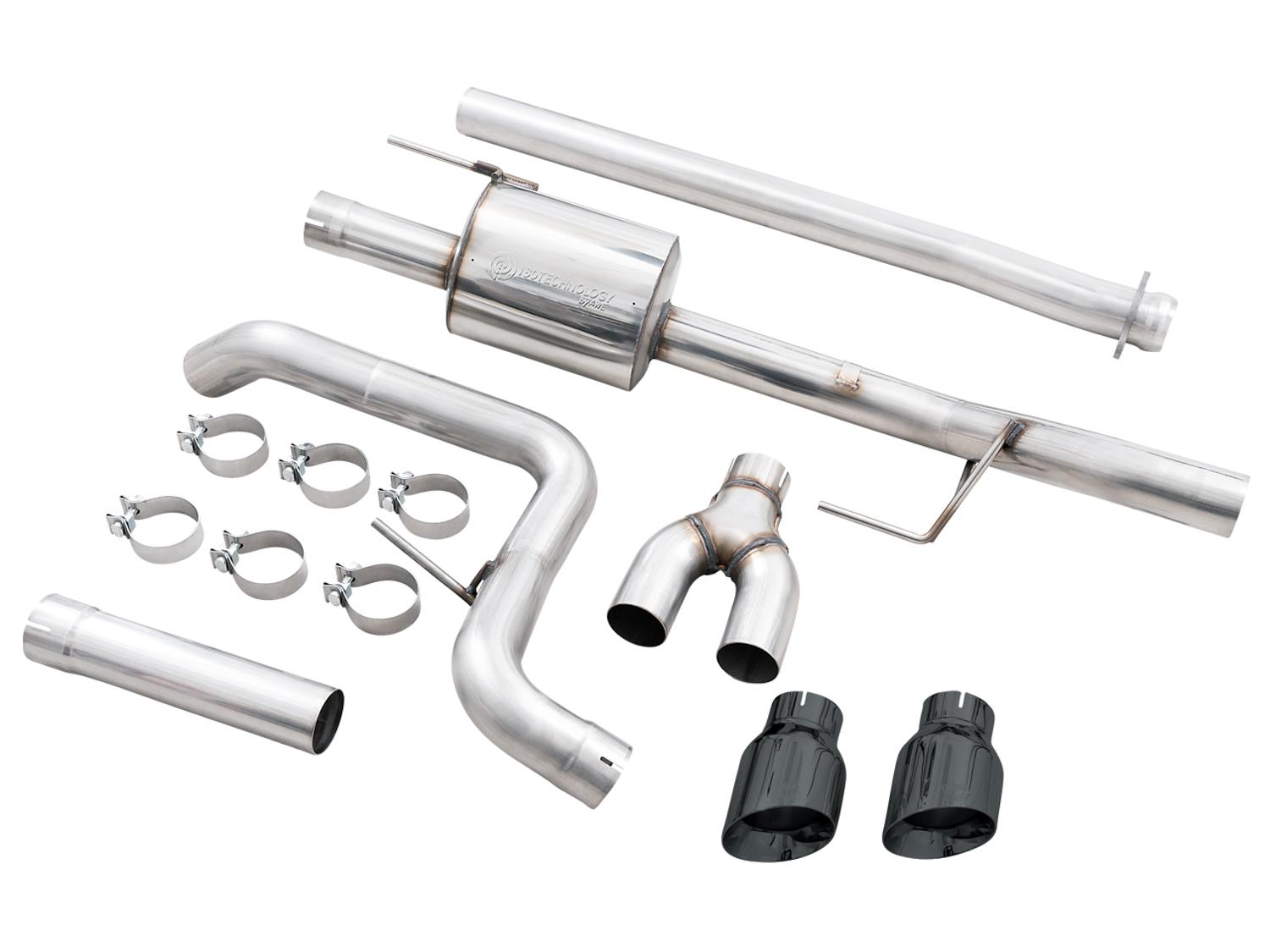 AWE 0FG 3" Dual Side Exit Catback Exhaust - 4.5" Diamond Silver Tips 2021-2025 F-150 2.7L / 3.5L / 5.0L) - 3015-23059