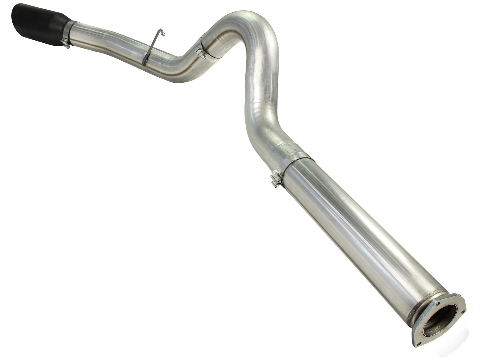 AFE Large Bore-HD 5 IN 409 Stainless Steel DPF-Back Exhaust System w/Black Tip - 49-43055-B