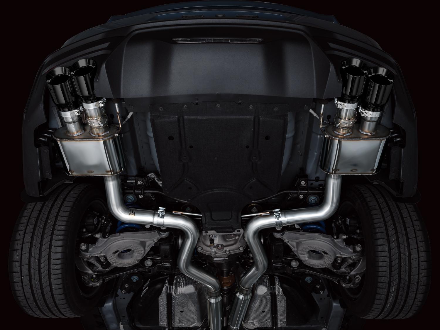 AWE SwitchPath Catback Exhaust - Quad Diamond Black Tips (2024-2026 Mustang GT) - 3025-43650