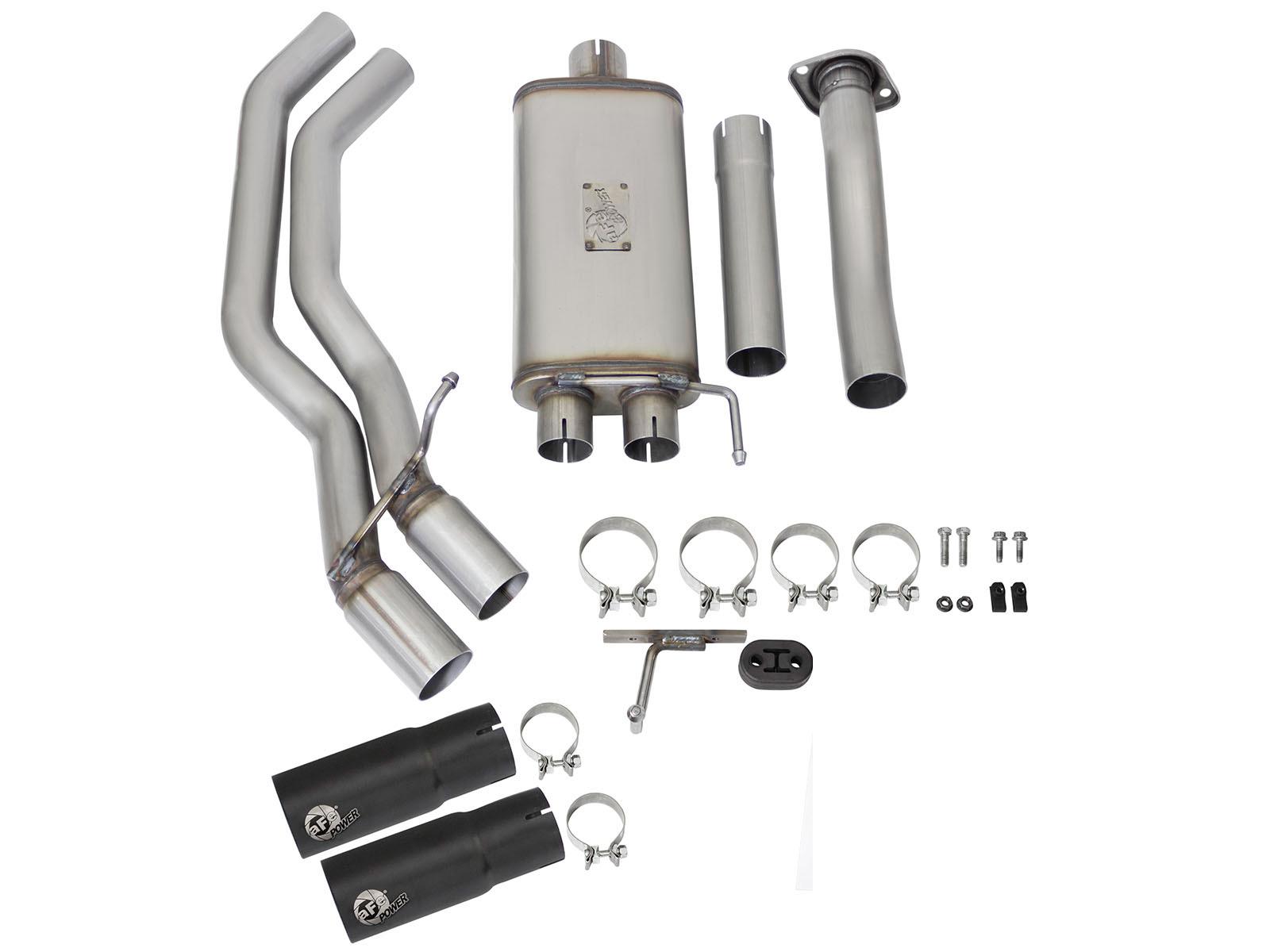 AFE Rebel Series 3 IN to 2-1/2 IN 409 Stainless Steel Cat-Back Exhaust w/Black Tip (2015-2020 F-150, F-150, F-150) - 49-43081-B