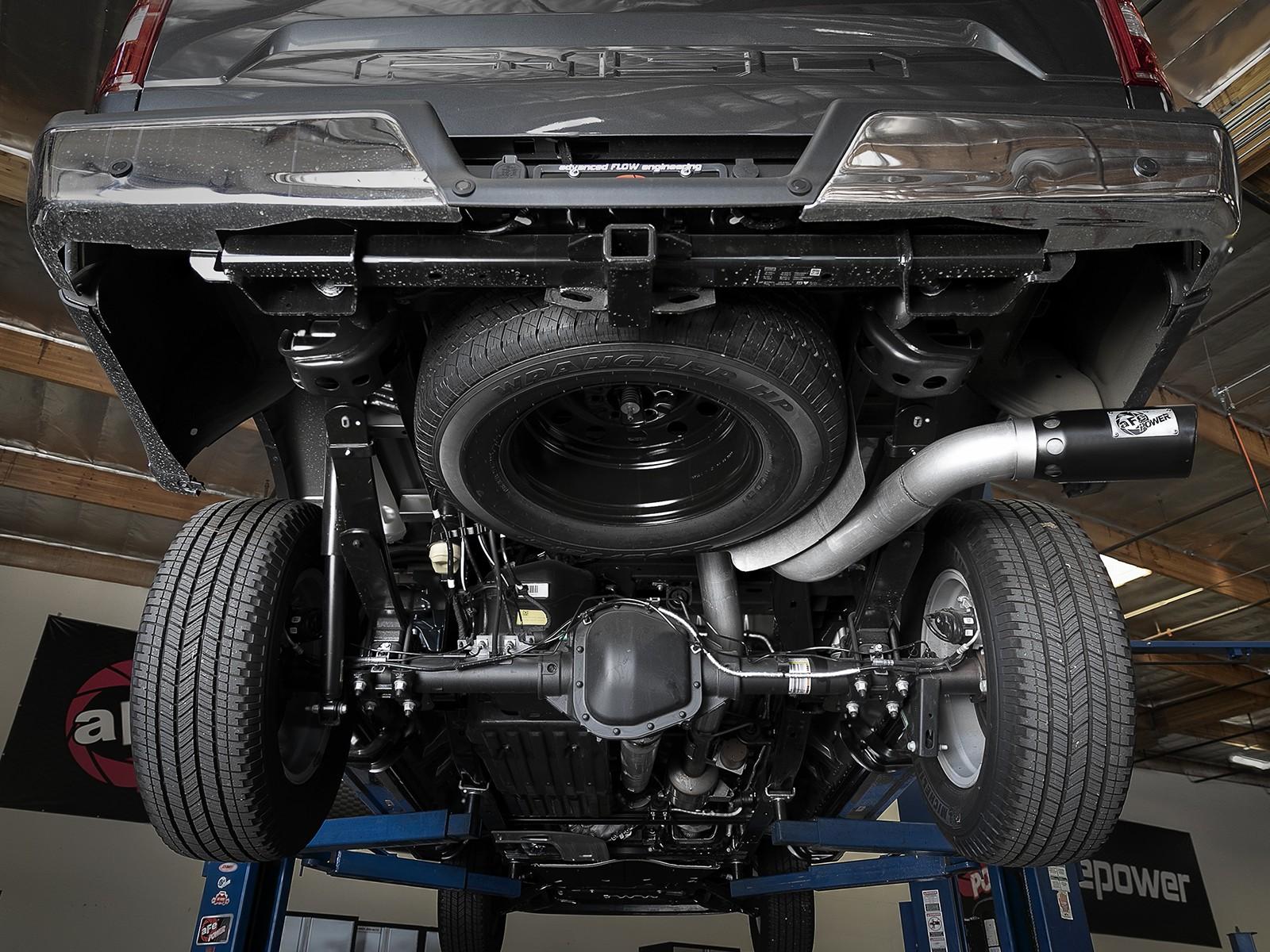 AFE Large Bore-HD 4 IN 409 Stainless Steel DPF-Back Exhaust System w/ Black Tip Ford F-150 2021 V6-3.0L (td) - 49-43143-B