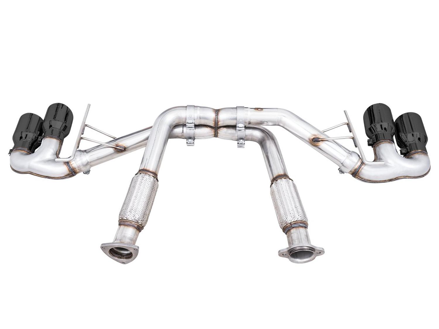AWE Track Edition Exhaust - Quad Diamond Black Tips (2020-2024 Corvette C8) - 3020-43086