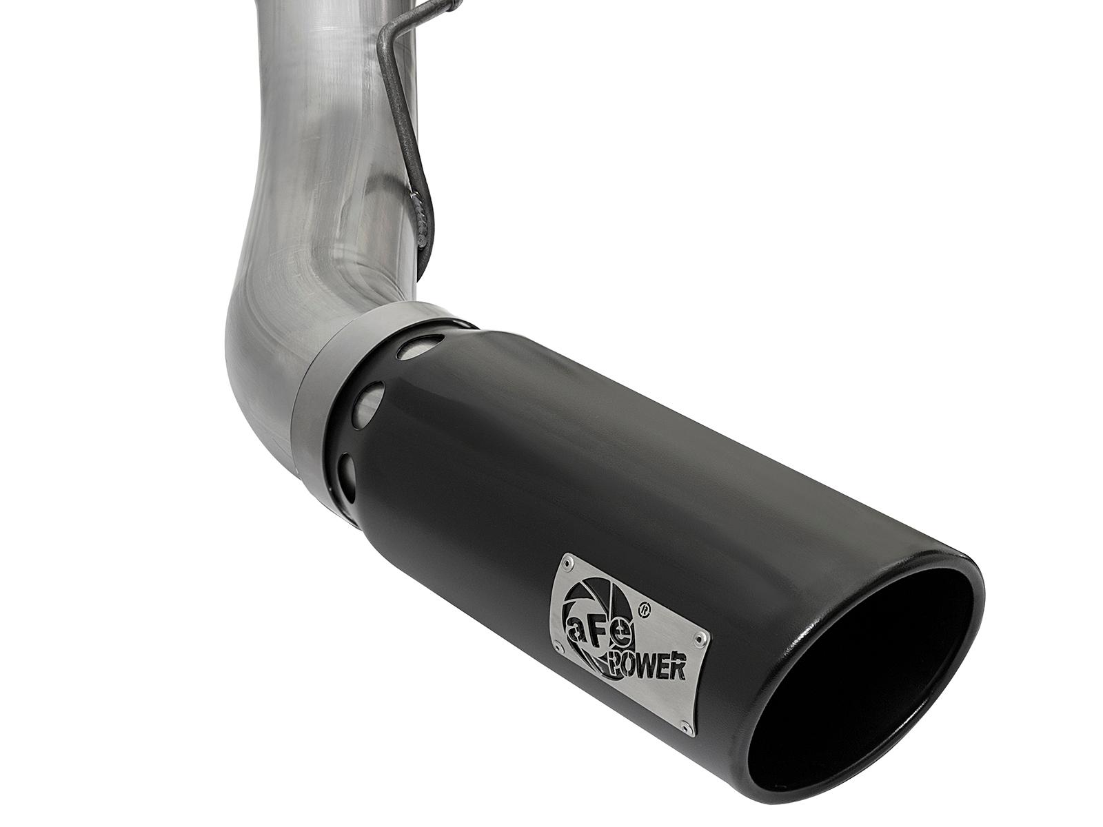 AFE Large Bore-HD 5 IN 409 Stainless Steel DPF-Back Exhaust System w/Black Tip (2017-2021 F-250 Super Duty, F-350 Super Duty) - 49-43090-B
