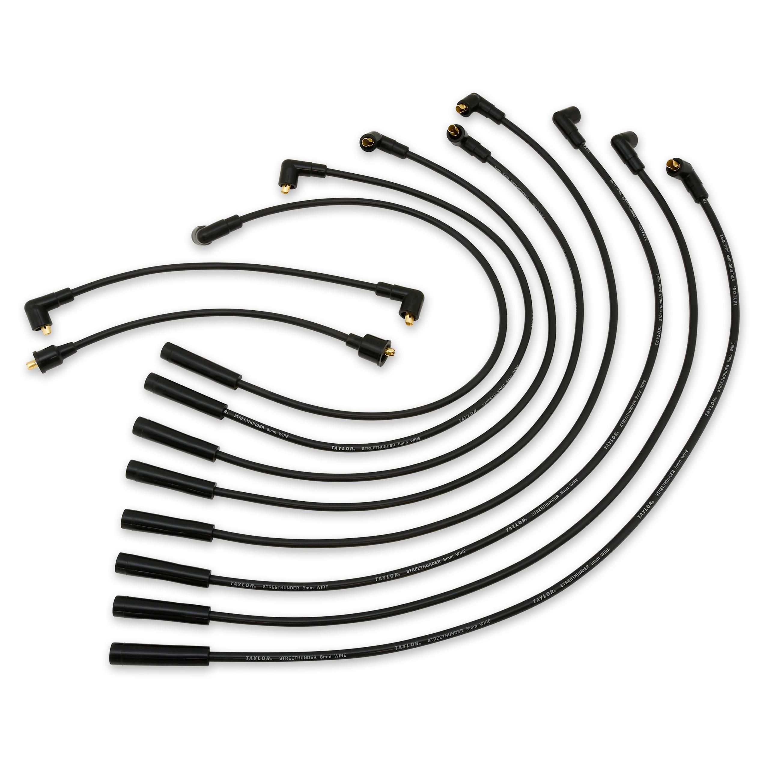 TAYLOR CABLE Streethunder custom 8 cyl black Spark Plug Wires - 51052