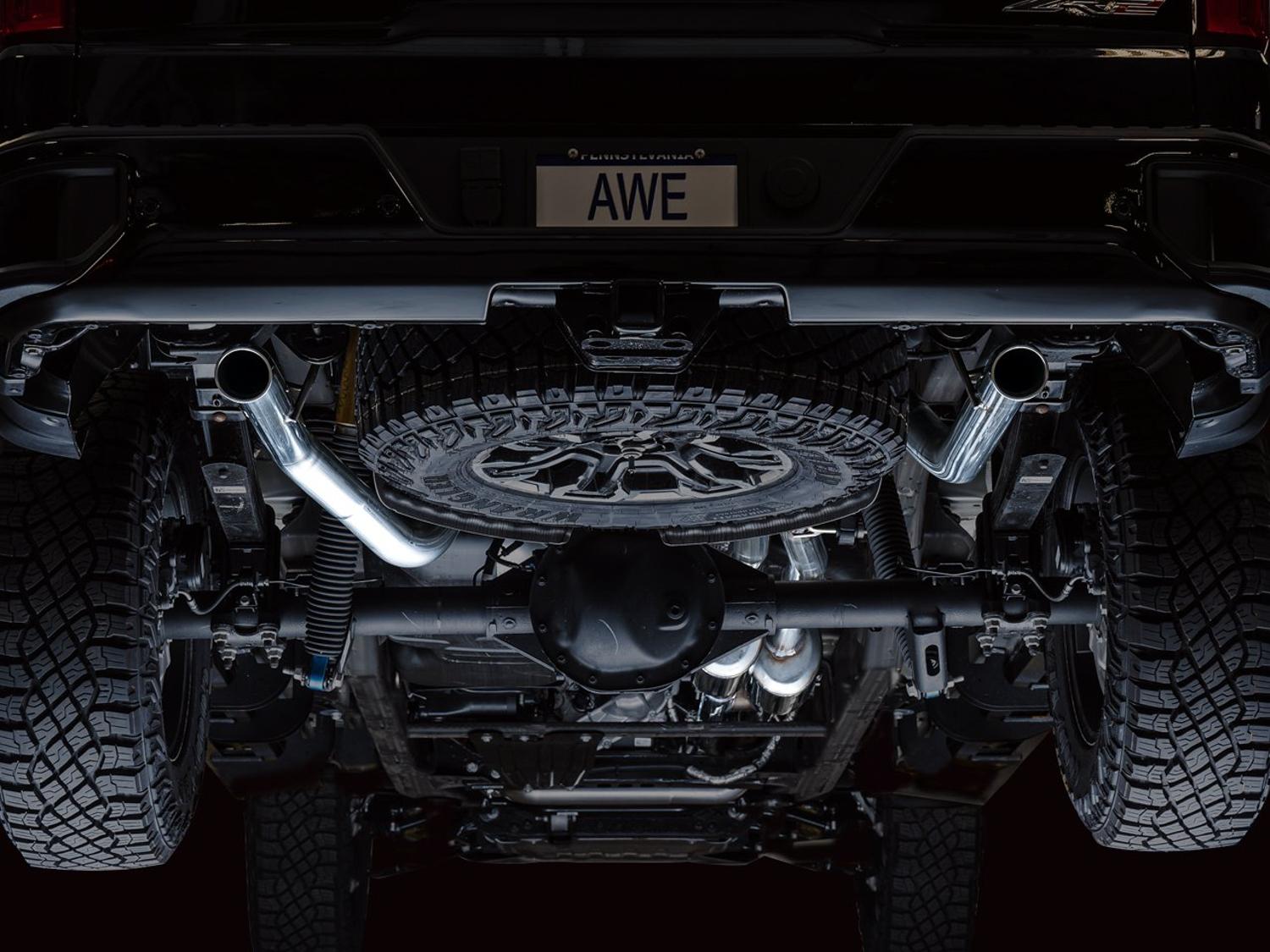 AWE 0FG Catback Exhaust - Dual Bashgaurd (No Tips) (2022-2023 GMC Silverado ZR2 / Sierra AT4X) - 3015-31972