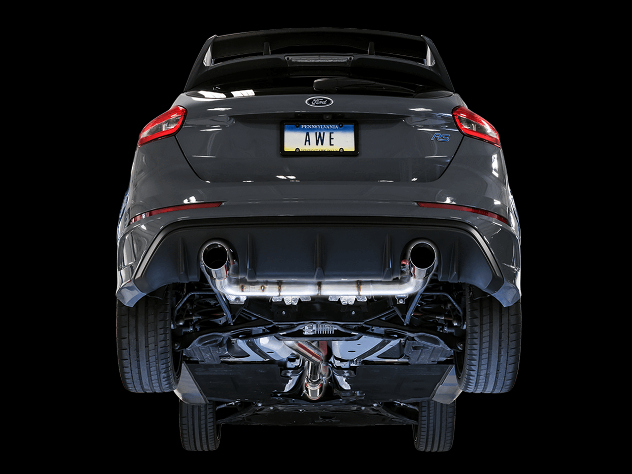 AWE 3020-33032 2016-2018 Focus RS Track Edition Catback Exhaust with Diamond Black Tips
