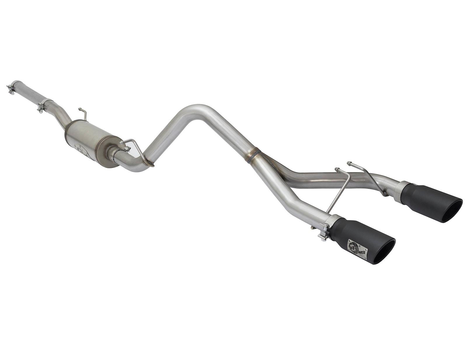 AFE Rebel Series 2-1/2 IN 409 Stainless Steel Cat-Back Exhaust System w/Black Tip - 49-48056-B