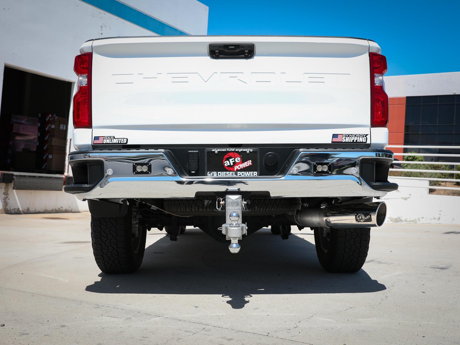 AFE Large Bore-HD 5 IN 409 Stainless Steel DPF-Back Exhaust System w/Polished Tip (GM Diesel Trucks 2020 V8-6.6L (td) L5P) - 49-44125-P