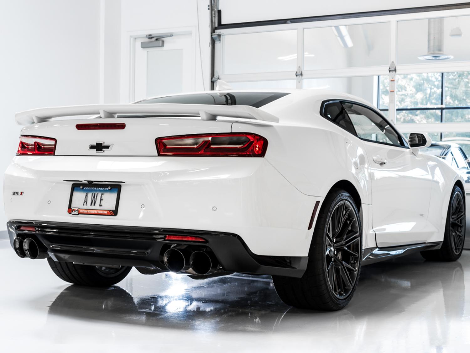 AWE Tuning 16-19 Chevy Camaro SS Non-Res Cat-Back Exhaust - Track Edition (Quad Diamond Black Tips) - 3020-43074