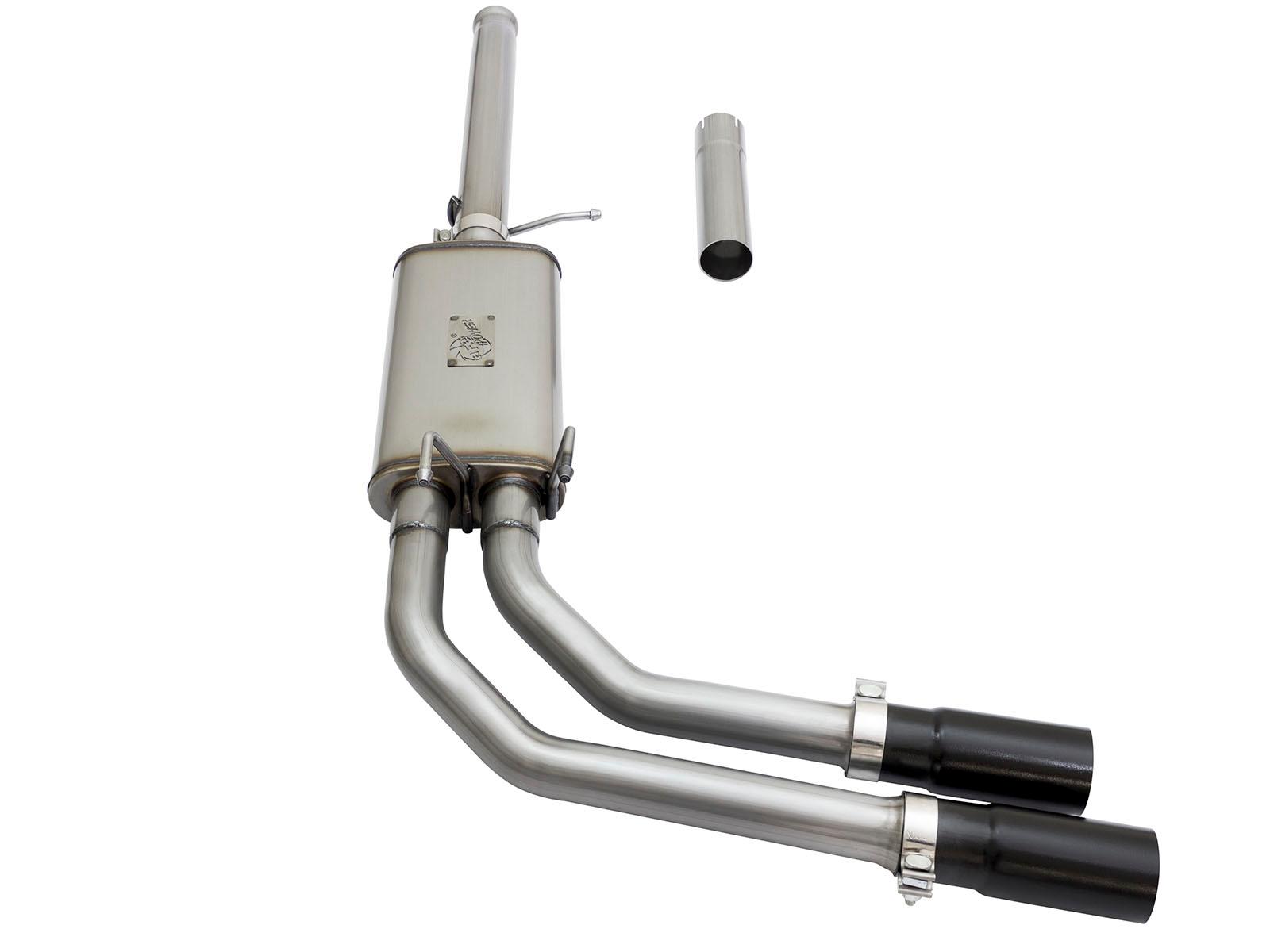 AFE Rebel Series 3 IN to 2-1/2 IN 409 Stainless Steel Cat-Back Exhaust w/Black Tip - 49-44062-B