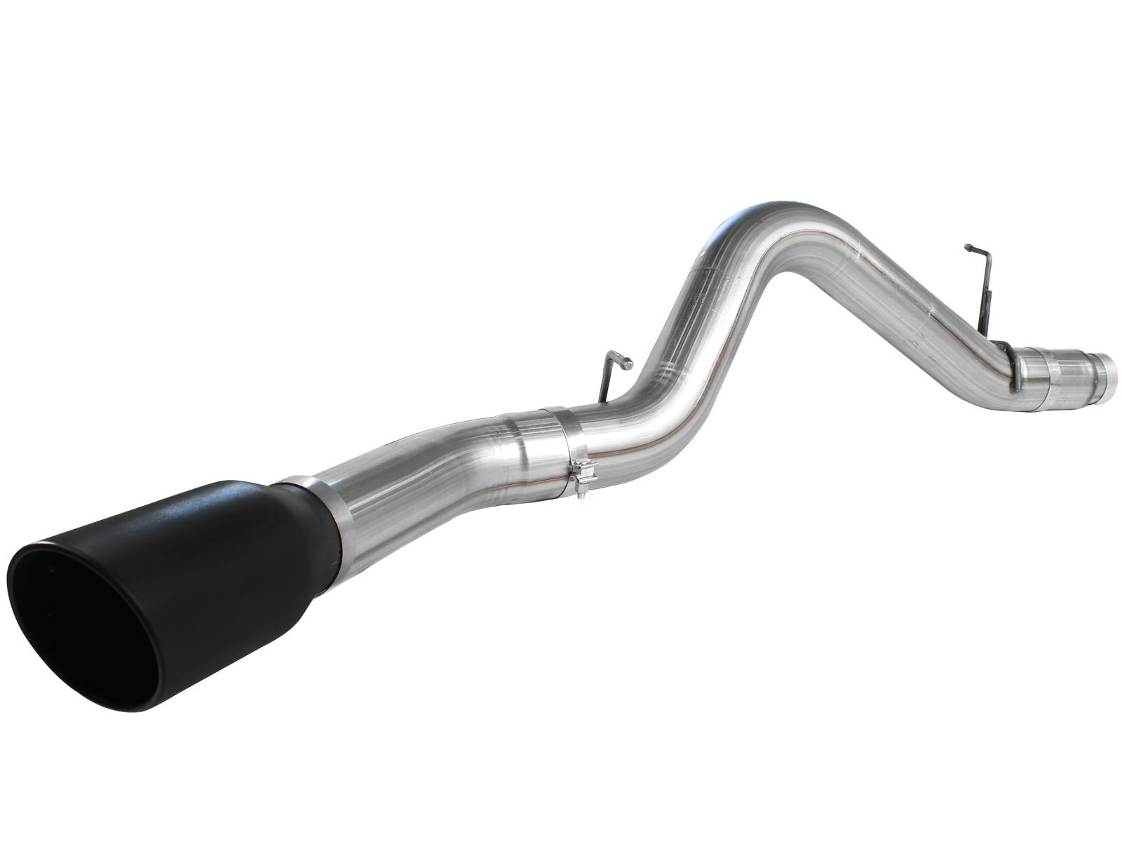 AFE Large Bore-HD 5 IN 409 Stainless Steel DPF-Back Exhaust System w/Black Tip (2011-2016 Silverado 2500 HD, Silverado 3500 HD, Sierra 2500 HD, Sierra 3500 HD) - 49-44041-B