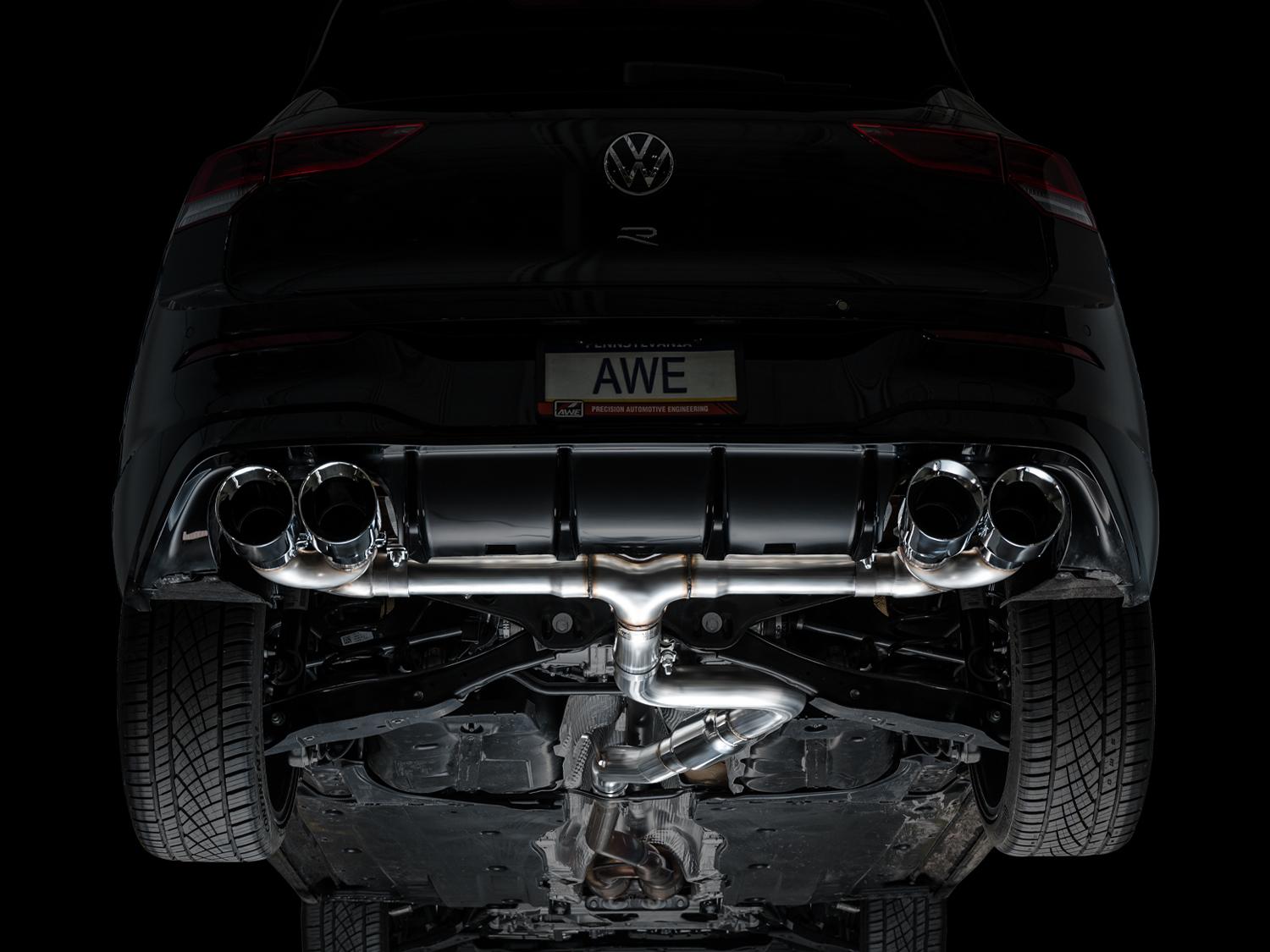 AWE Track Edition Exhaust for Volkswagen MK8 Golf R - Chrome Silver Tips - 3020-42658