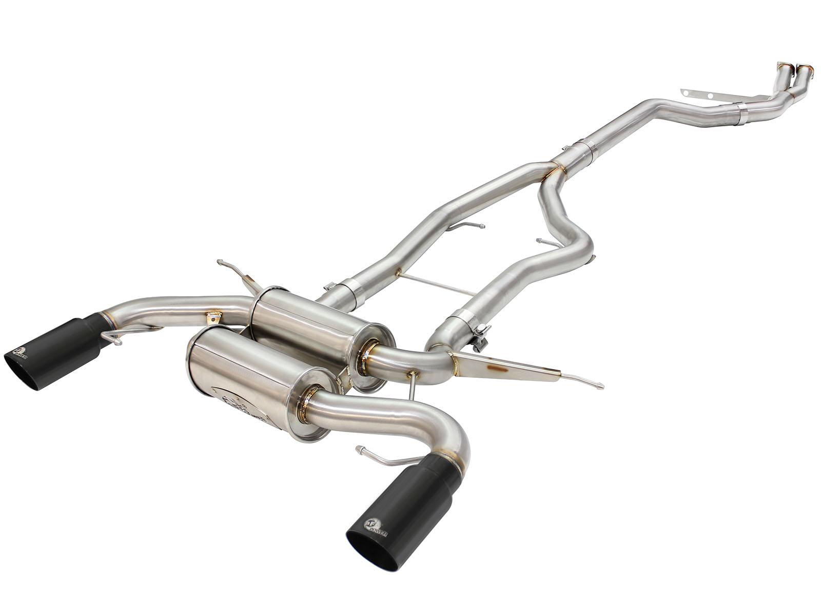 AFE MACH Force-Xp 3 IN to 2-1/2 IN Stainless Steel Cat-Back Exhaust w/ Black Tip (2011-2013 335i, 335i, 335i xDrive, 335i xDrive) - 49-36328-B
